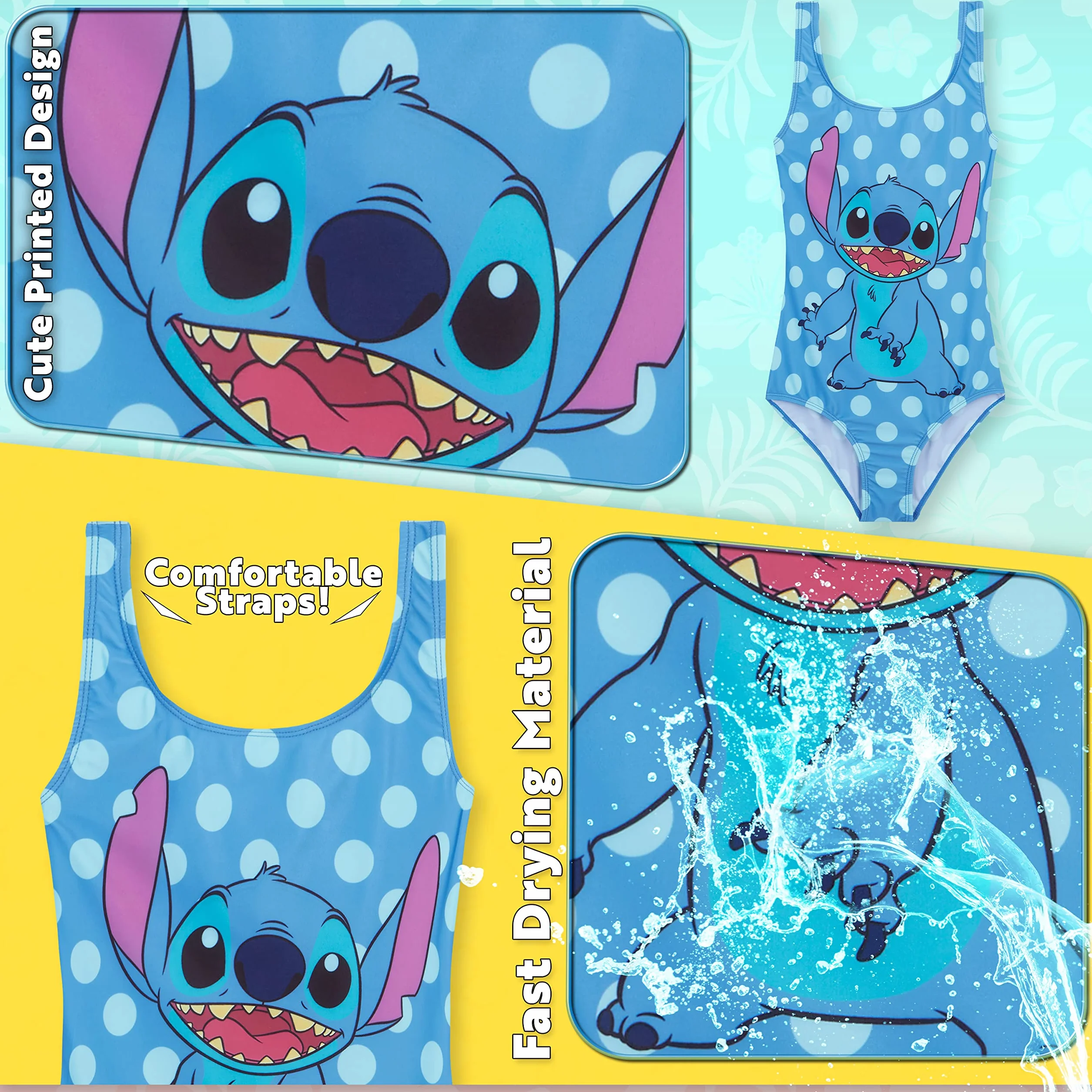 Strój kąpielowy Disney Stitch Girls Summer Holiday Essentials Minnie Mouse Frozen Ariel Maluchy Nastolatki Stroje kąpielowe dla dzieci 2-14 lat Jednoczęściowy strój kąpielowy Plaża Basen