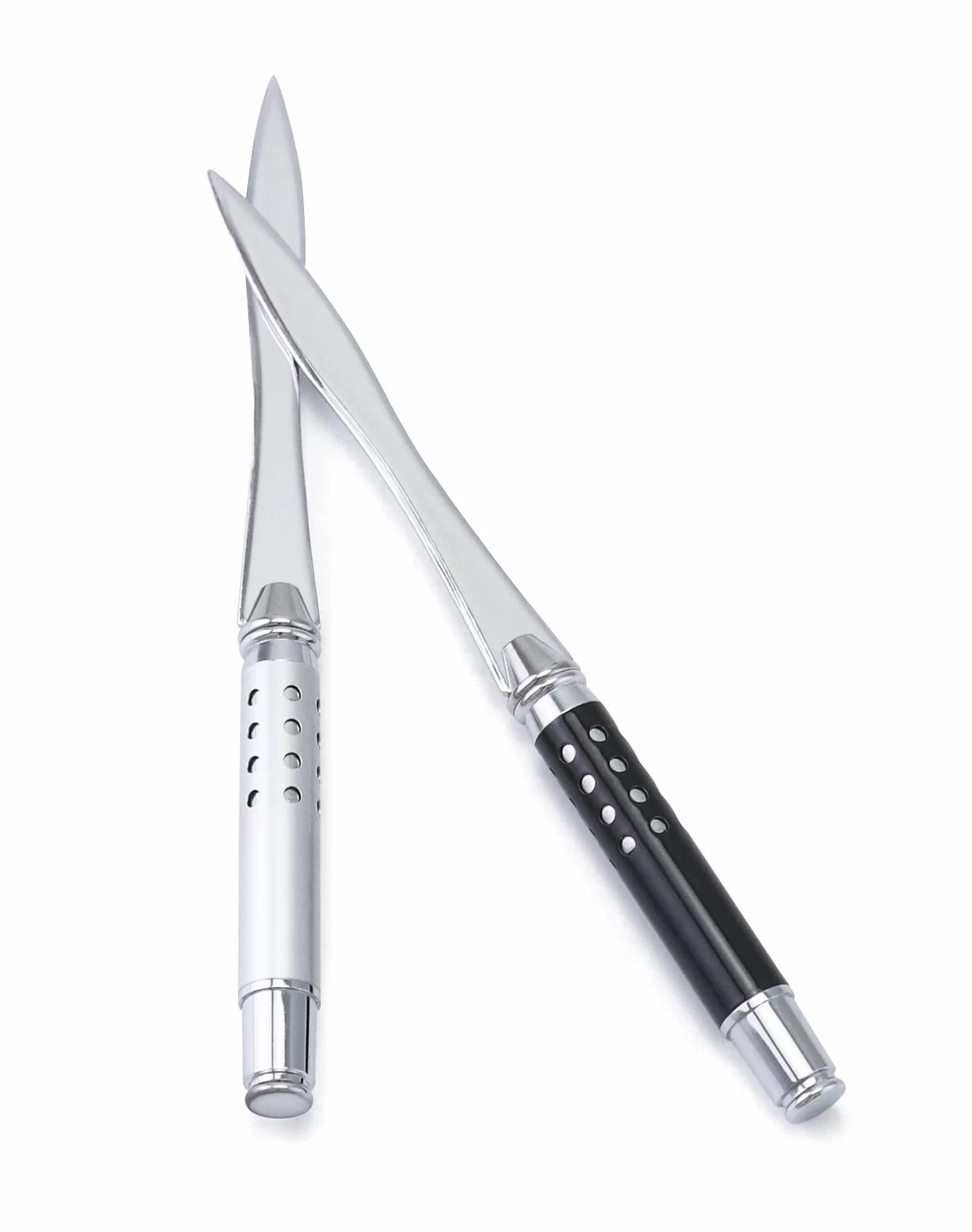 QWORK® 2 szt. Miecz do otwierania listów - 16cm - bez wysiłku otwieraj pocztę i paczki, srebrny i czarny