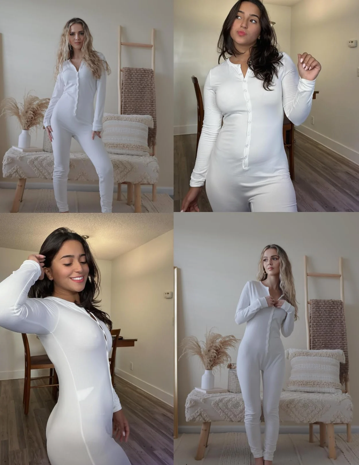 Ekouaer Damski kombinezon z guzikami z długim rękawem jednoczęściowa piżama jednoczęściowa długi śpioszki piżama body bodycon, czerwony, M, Czerwony, M