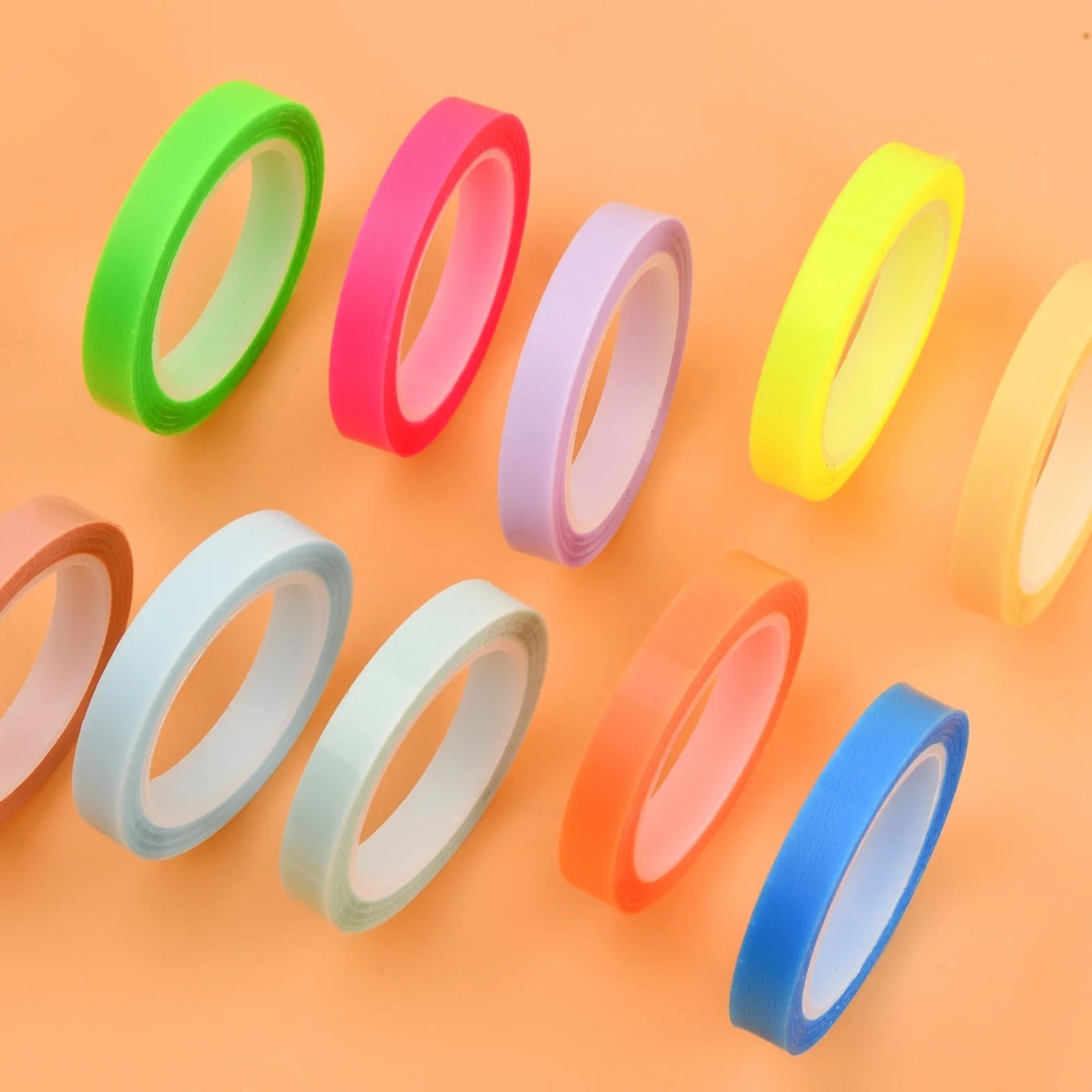Dokeno 10 rolek zdejmowana taśma zakreślacza, 6 mm x 5 m fluorescencyjna taśma fluorescencyjna naklejka podświetlająca przezroczysta kolorowa wstążka dla uczniów nauczycieli do czytania w klasie