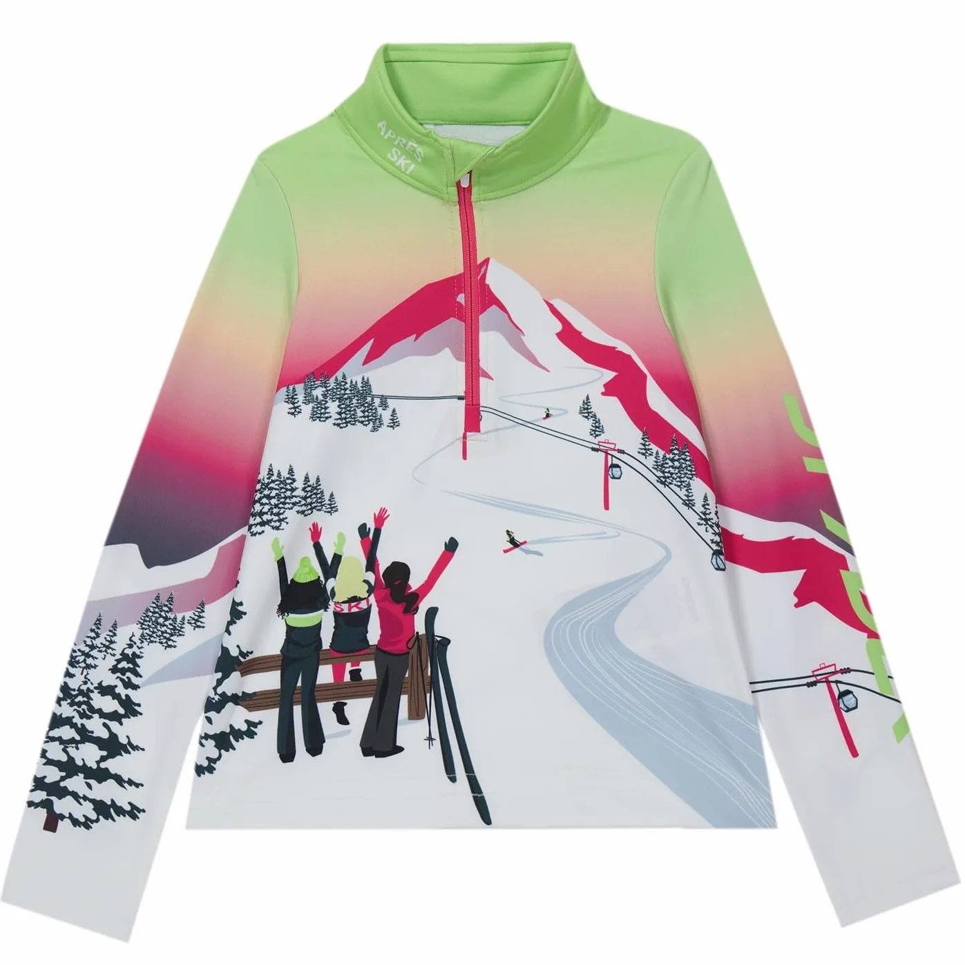 Spyder Sunset Zip T-Neck Koszulka, Limonka Ice, 158 Dziewczynka, Wapno Ice, 158