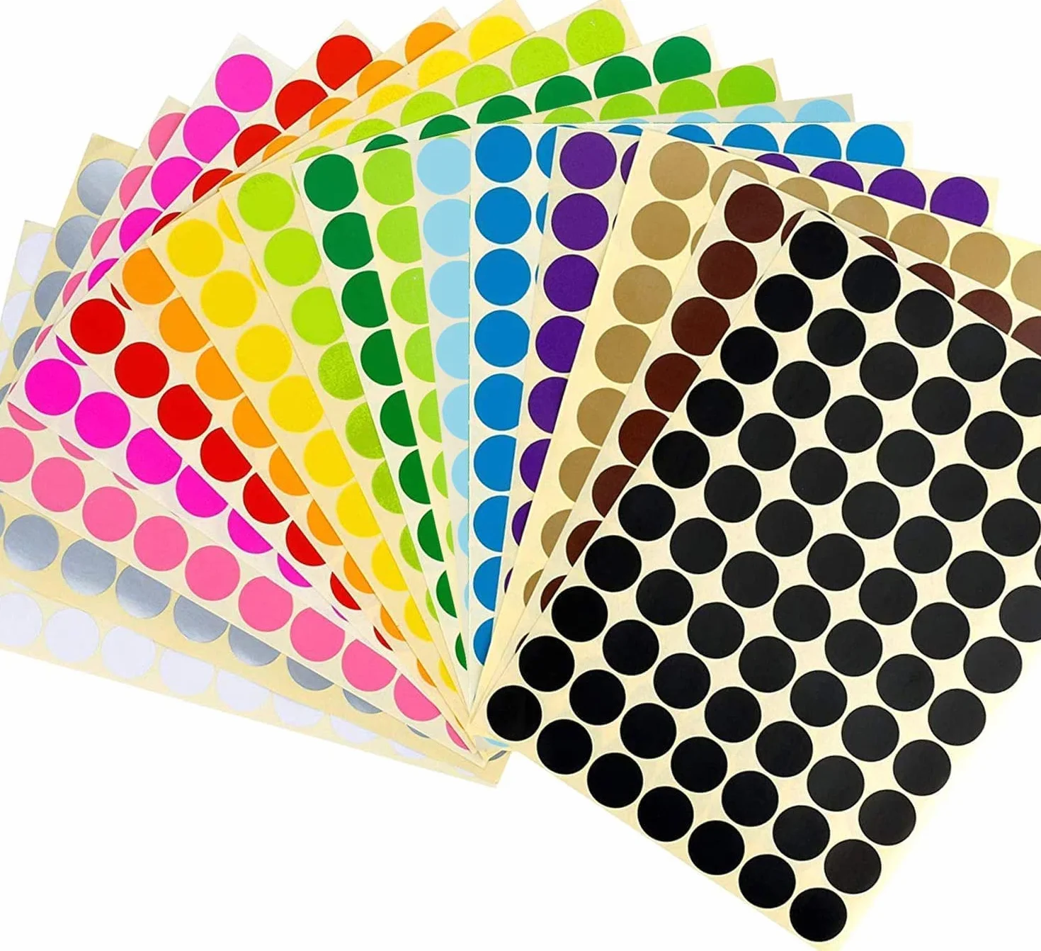 864pcs Kolorowe okrągłe naklejki, różne kolory naklejki okrągłe naklejki,20mm samoprzylepne etykiety 16 kolorów/16 okrągłych arkuszy etykiet kodowania do kalendarzy Instrukcja Office