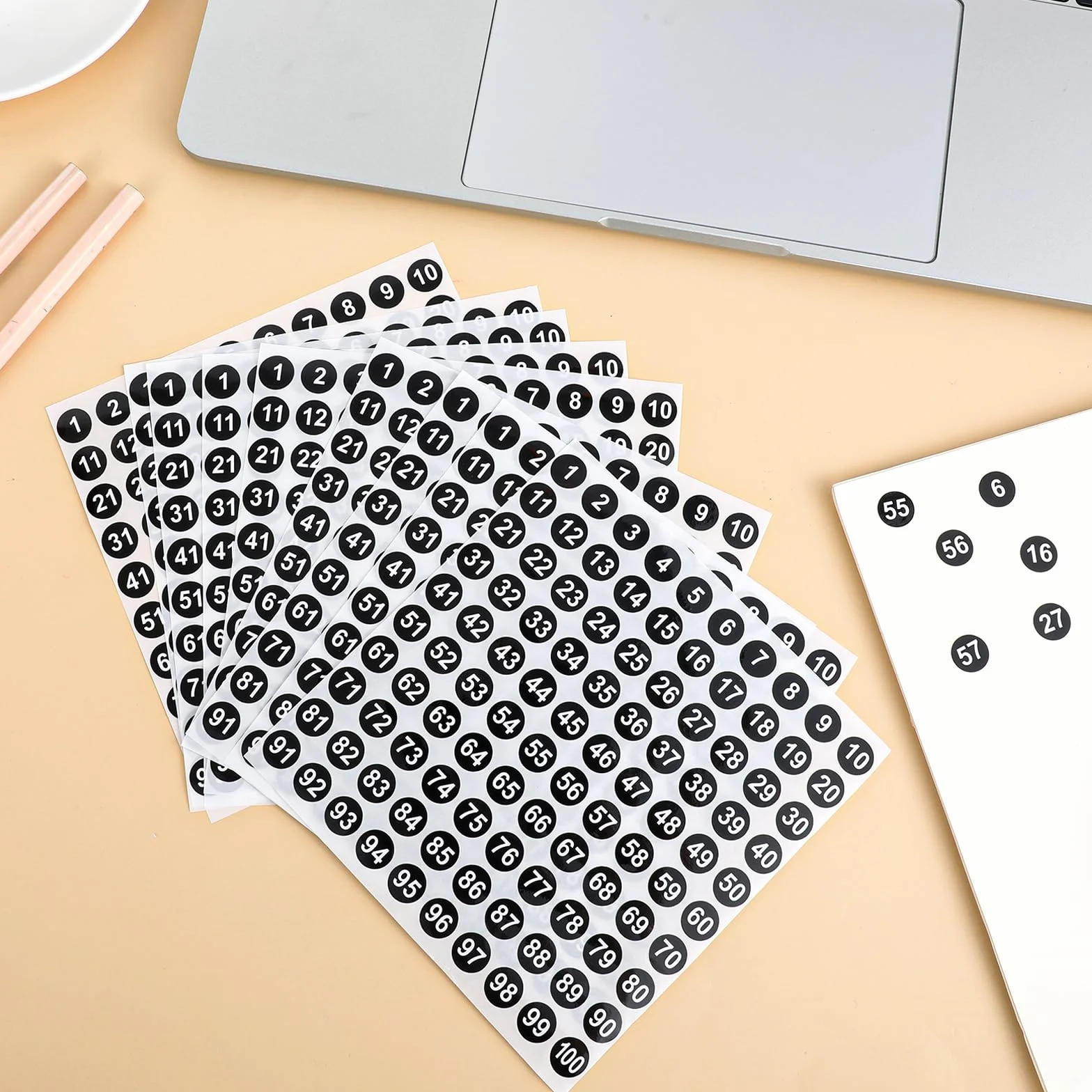 10 arkuszy naklejek z liczbami 1-100 sztuk, 10 mm, czarne, naklejki z numerami, samoprzylepne naklejki z liczbami, do biura, domu, klasyfikacja