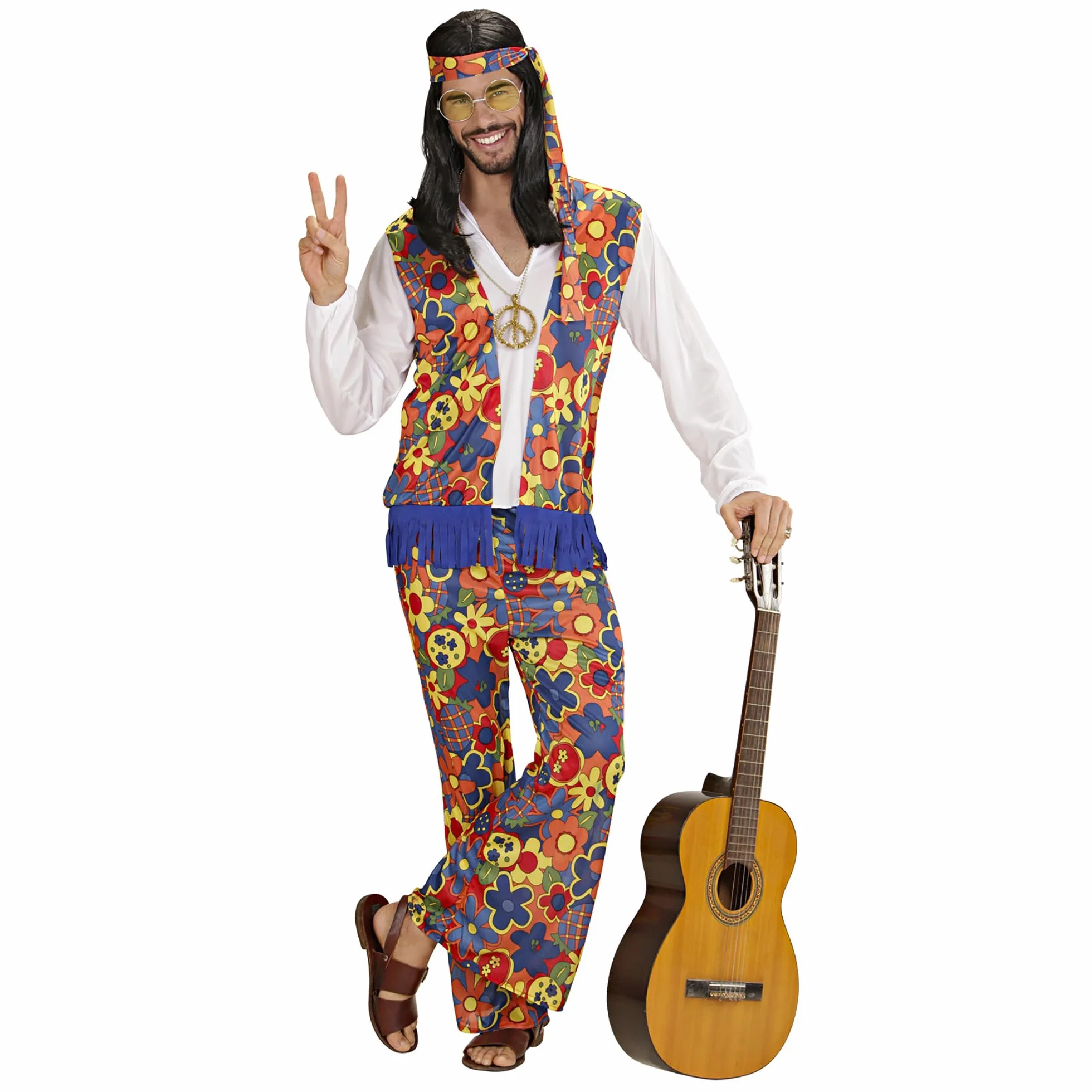 W WIDMANN MILANO Party Fashion - Kostium Hippie Man, Flower Power, Karnawał, Impreza tematyczna