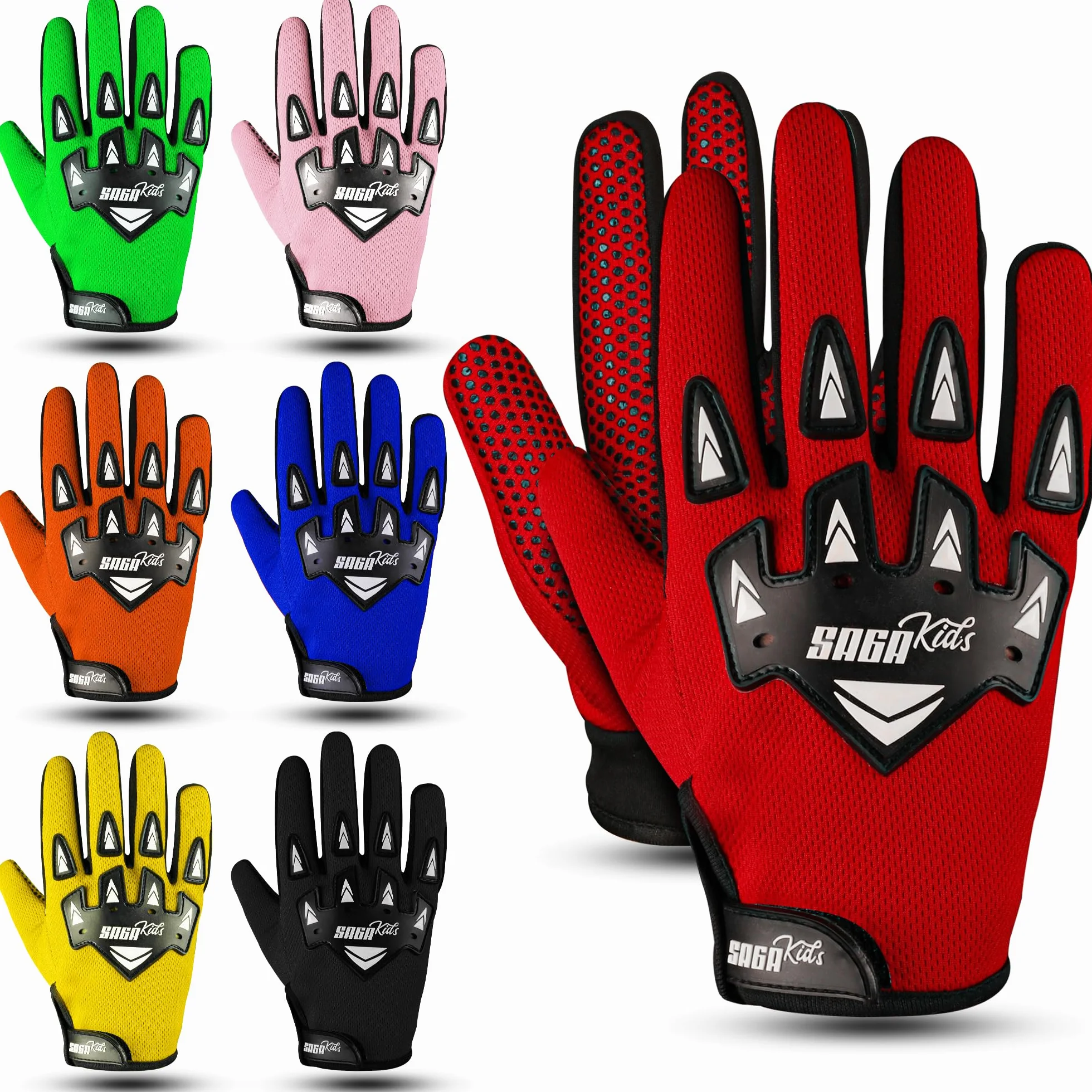 Rękawice rowerowe dla dzieci Trwałe i wygodne rękawice motocrossowe Idealna odzież motocyklowa dla Twojego dziecka (Red, Small [4-6 Yrs])