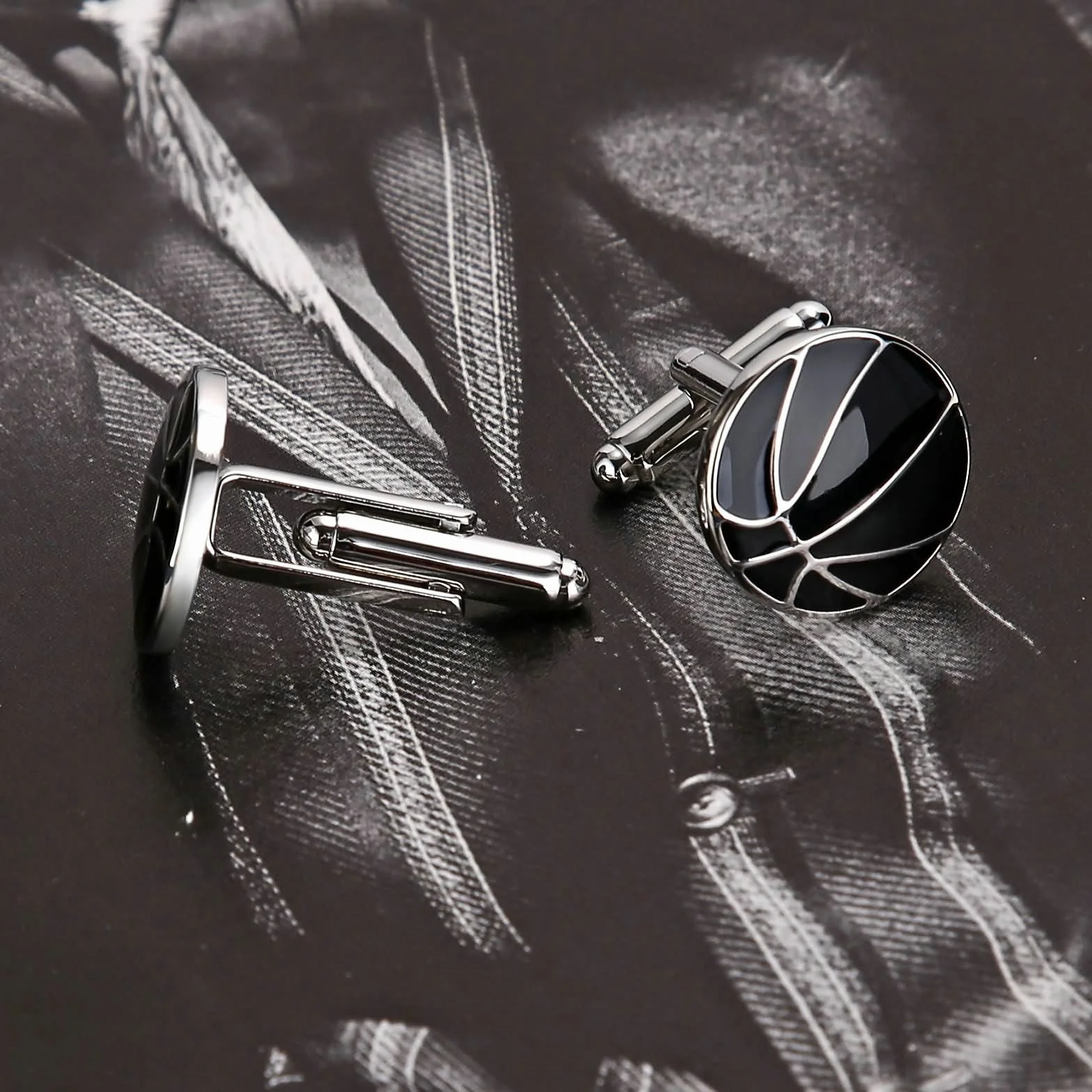 Beydodo spinki do mankietów ze stali nierdzewnej, na ślub, dla mężczyzn, kolor srebrny, czarny, okrągłe, do koszykówki, do mankietów, koszula męska