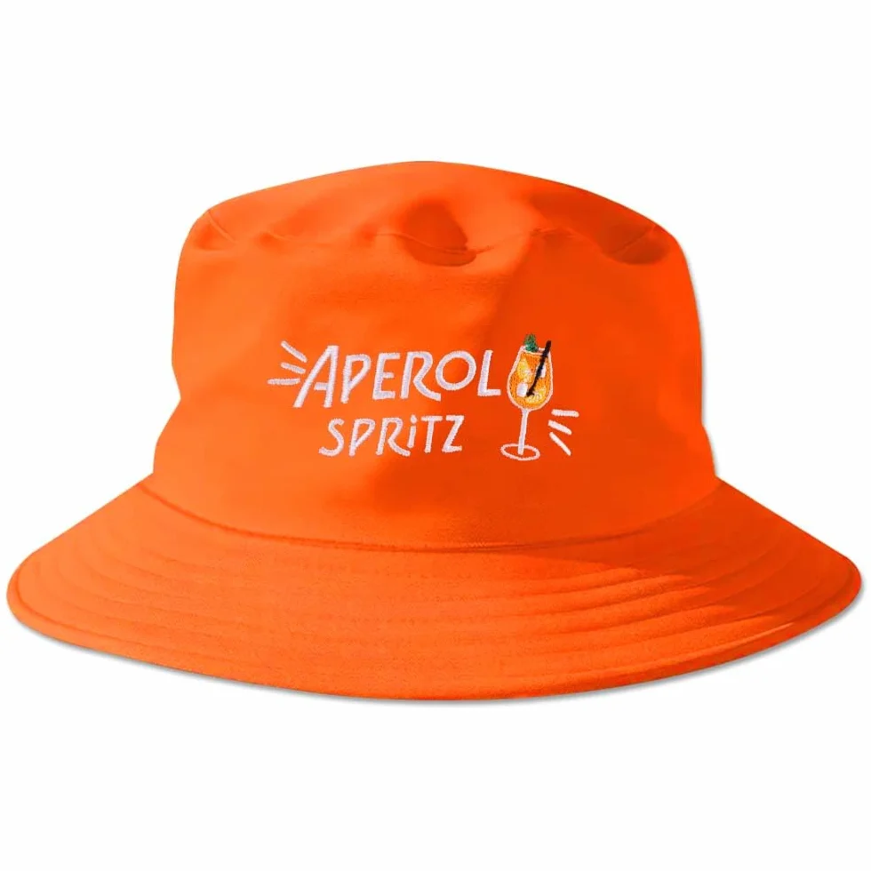 Aperol Spritz kapelusz Aperol, kapelusz wędkarski, kapelusz przeciwsłoneczny, na lato, składany, na lato, outdoor, uniseks, na urodziny, do wędkowania, wędrówek, sportów na plaży, na kemping