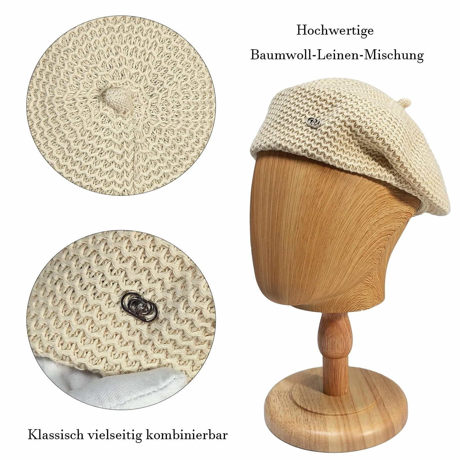 Beret damska letnia wiosna z bawełny i lnu – stylowa, oddychająca, cienka czapka beret dla kobiet, artystów, malarzy