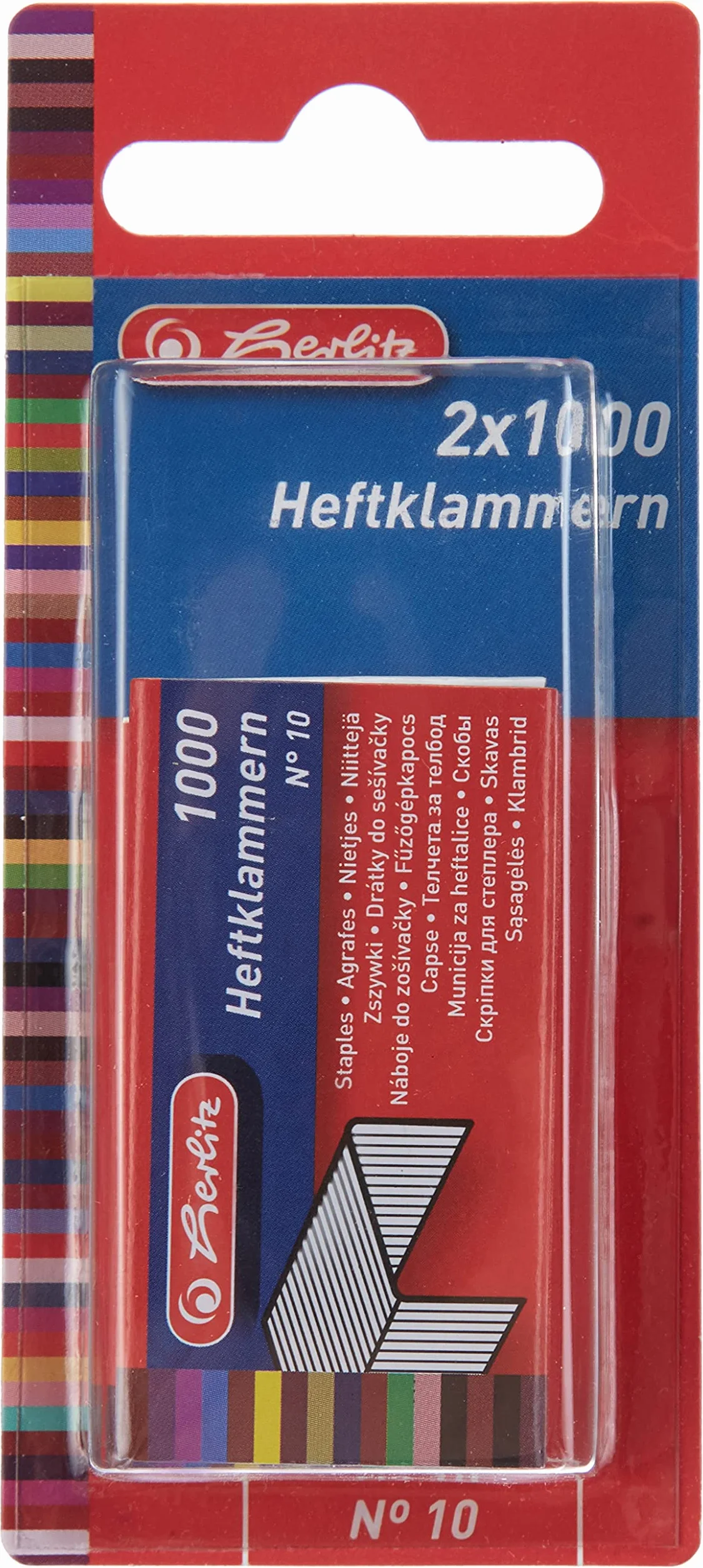 Herlitz Zszywki nr 10, 2x 1000 sztuk na karcie, ocynkowane