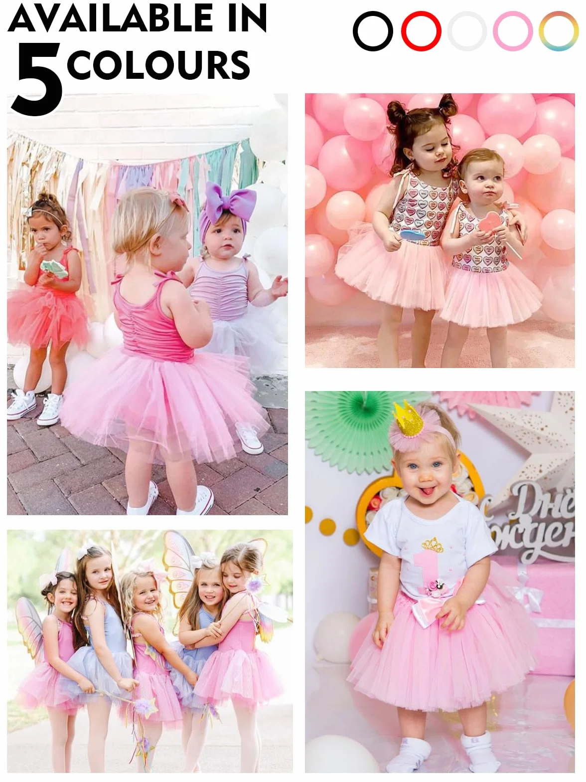 Spódnica tiulowa dla dziewczynek, spódniczka tutu, 5 warstw, mini spódniczka tiulowa, spódniczka baletowa, do tańca, tutu, dla dziewczynek, na urodziny, jako prezent na co dzień, na