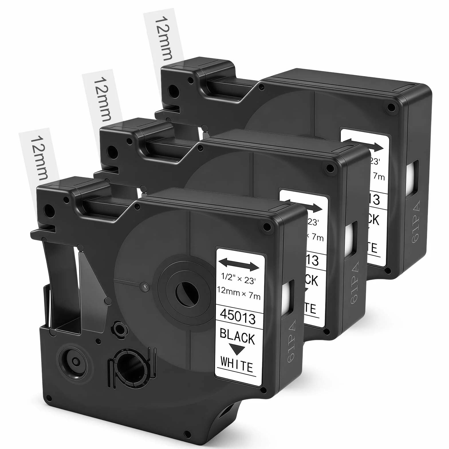 3 x taśma do etykiet kompatybilna z Dymo D1, 12 mm x 7 m, laminowana, biała, kompatybilna z 45013 A45013 S0720530, do Dymo LabelManager 160 210D 280 360D 420P