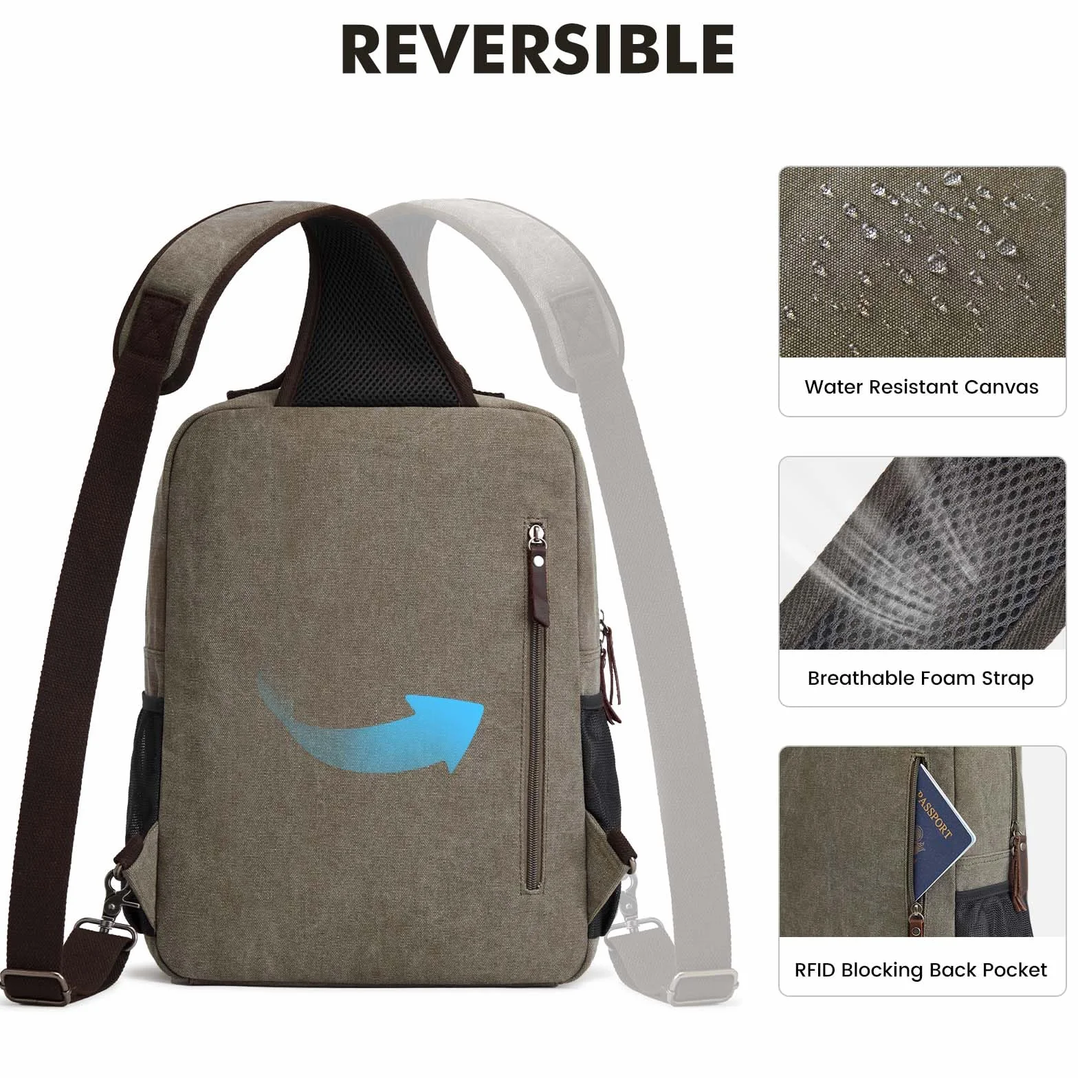 S-ZONE Sling plecak męski, torba na klatkę piersiową, 13 cali, crossbody, torba na ramię, torba sportowa, na bodybag Sling Bag, plecak na co dzień, do aktywności na świeżym powietrzu, wędrówek, jazdy