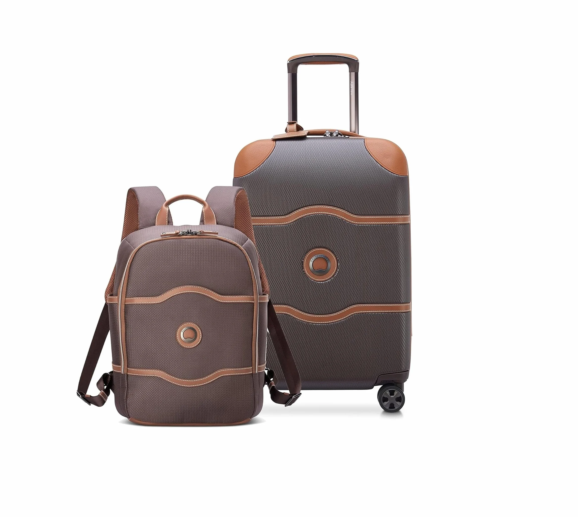 DELSEY PARIS Chatelet Air 2.0 Hardside Luggage with Spinner Wheels, Chocolate Brown, 2 Piece Set, (20/Backpack)