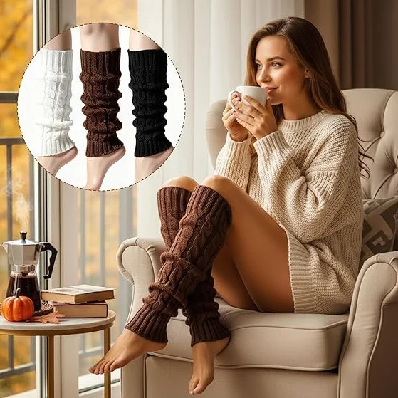 3 pary damskich getrów, skarpety szydełkowe, leg warmers Y2K, overknee ocieplacze na nogi, getry dla panów dziewczynek, skarpety do butów na łydki do baletu jazdy na łyżwach, outfit z lat 80