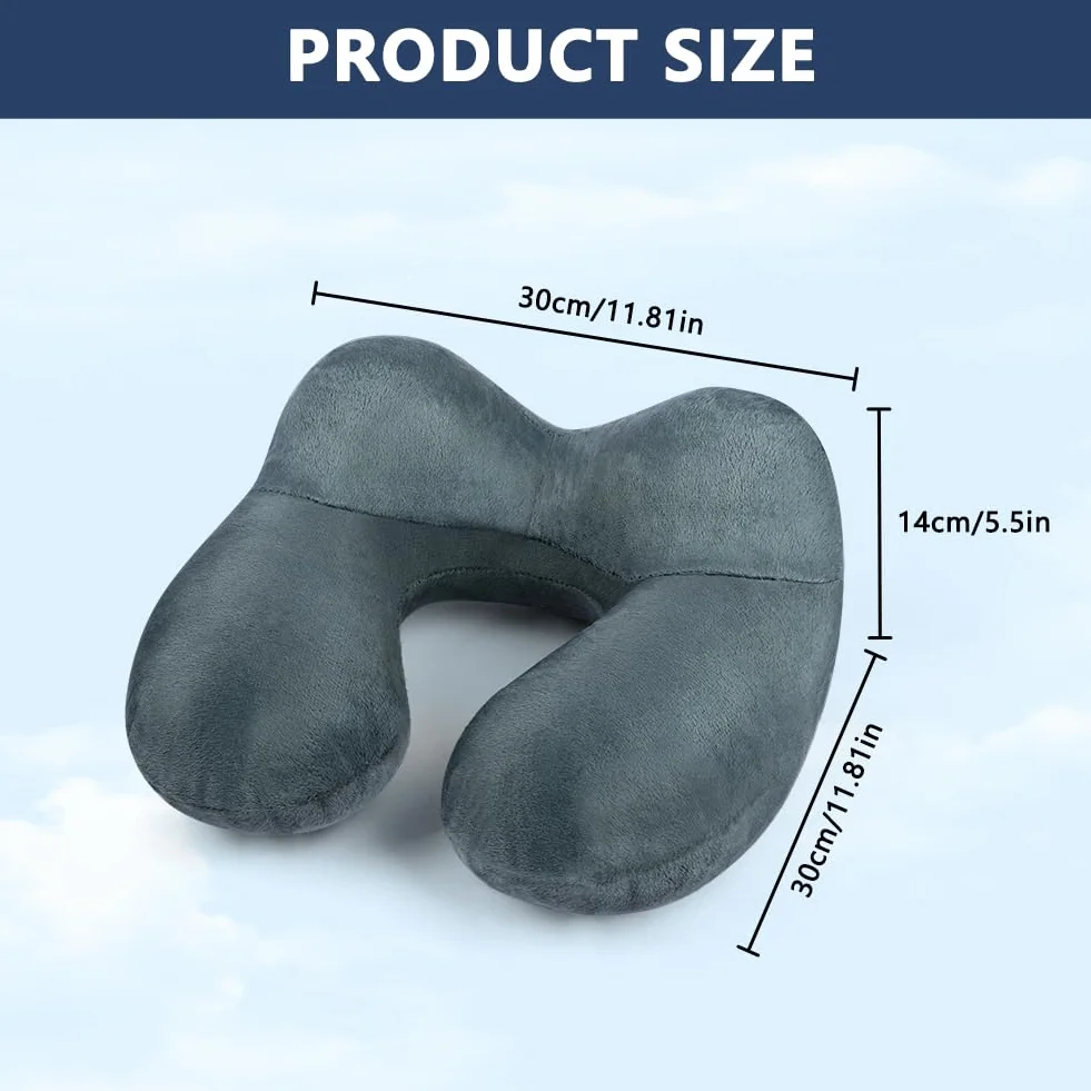 flintronic Nadmuchiwana poduszka podróżna, ultralekka i kompaktowa poduszka powietrzna, miękki aksamit, zmywalna poszewka na poduszkę, ergonomiczna poduszka na szyję, idealna do biura samolotu