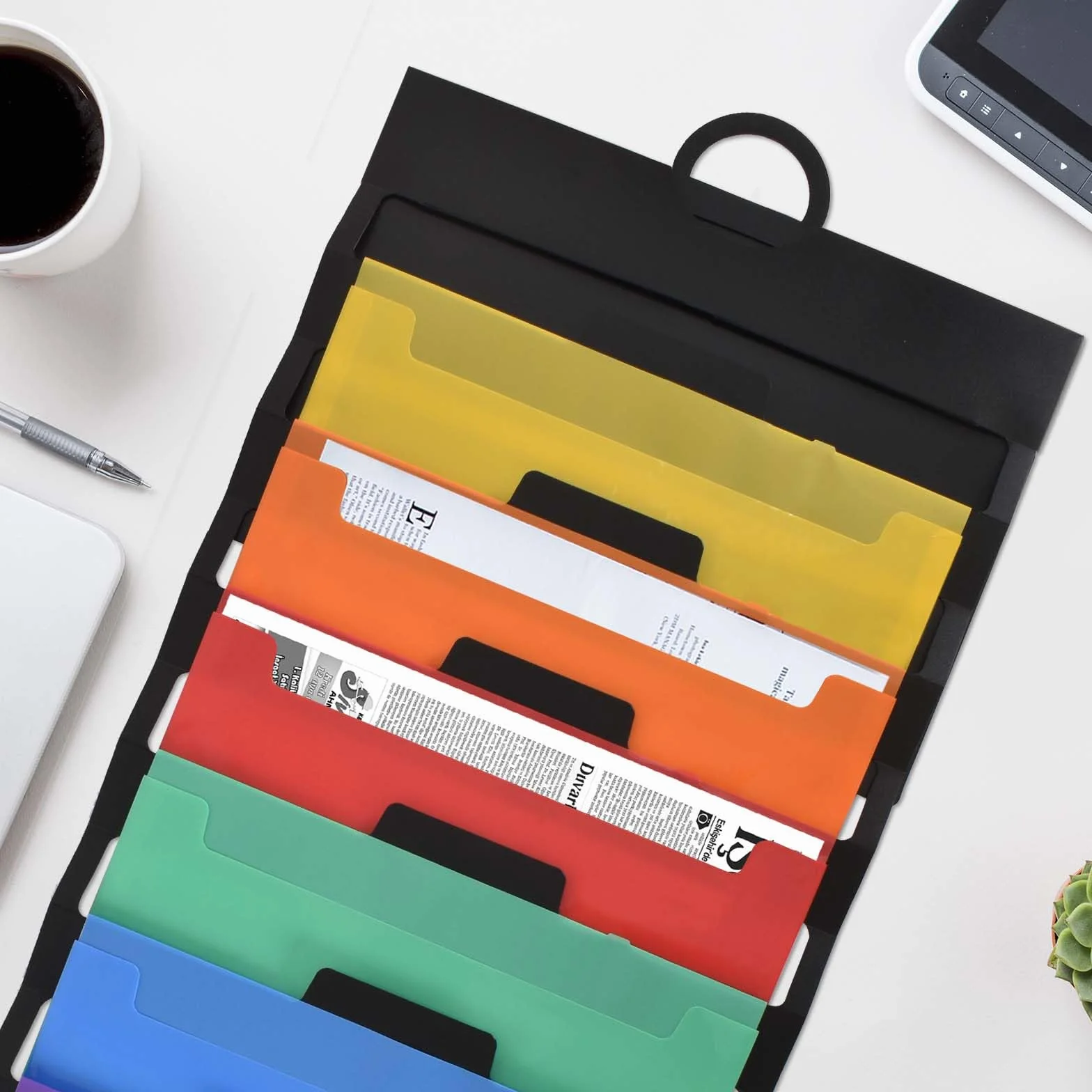 Colexy Wiszący organizer na dokumenty A4, kaskadowy organizer na dokumenty A4, wiszący organizer na dokumenty ścienne z 6 dużymi kieszeniami na papier szkolny, do biura, na dokumenty, pocztę, książki