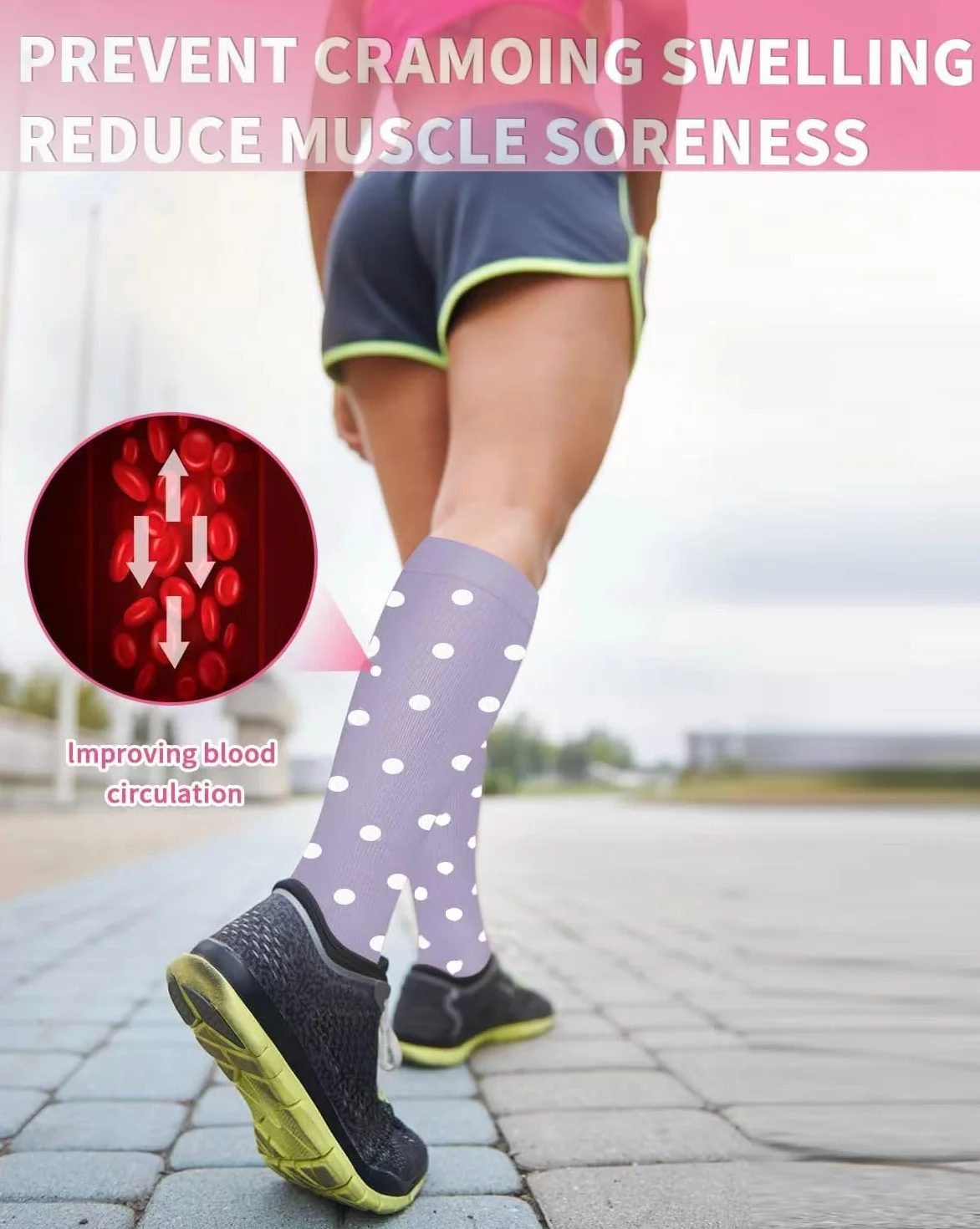 Skarpety kompresyjne 6 par dla mężczyzn i kobiet 20-30 mmHg antypoślizgowa długa rurka idealna do lekkoatletyki, biegania, fitness w ciąży, podróży lotniczych i wsparcia