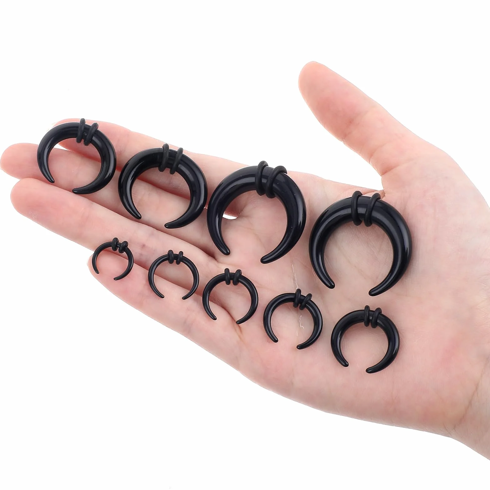 Tucnoeu Zestaw 18 kolczyków do piercingu septum, akrylowe, czarne, dla kobiet i mężczyzn, Akryl