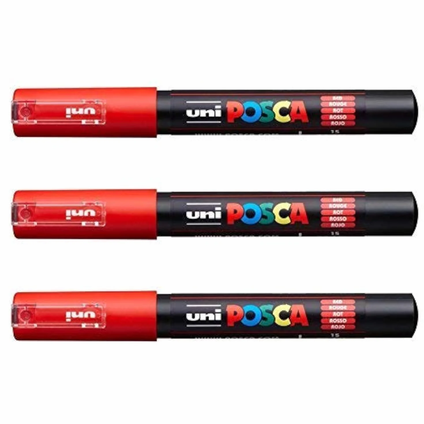 Posca PC-1M by Uni-Ball - czerwony [opakowanie 3 szt.)