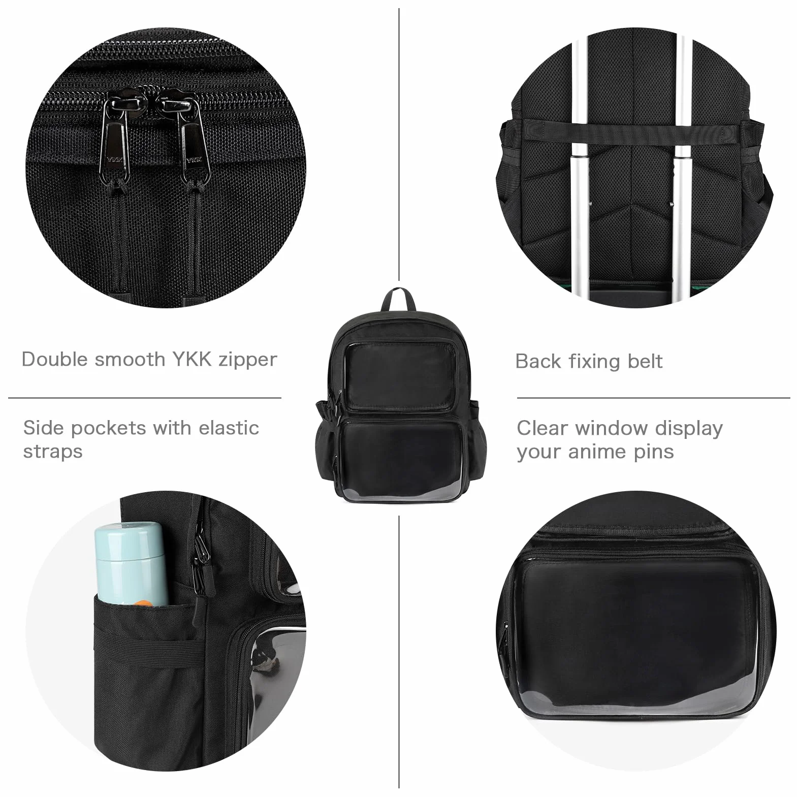 STEAMEDBUN Ita Bag Plecak z wkładką Pin Display Plecak do szkoły Anime Cosplay
