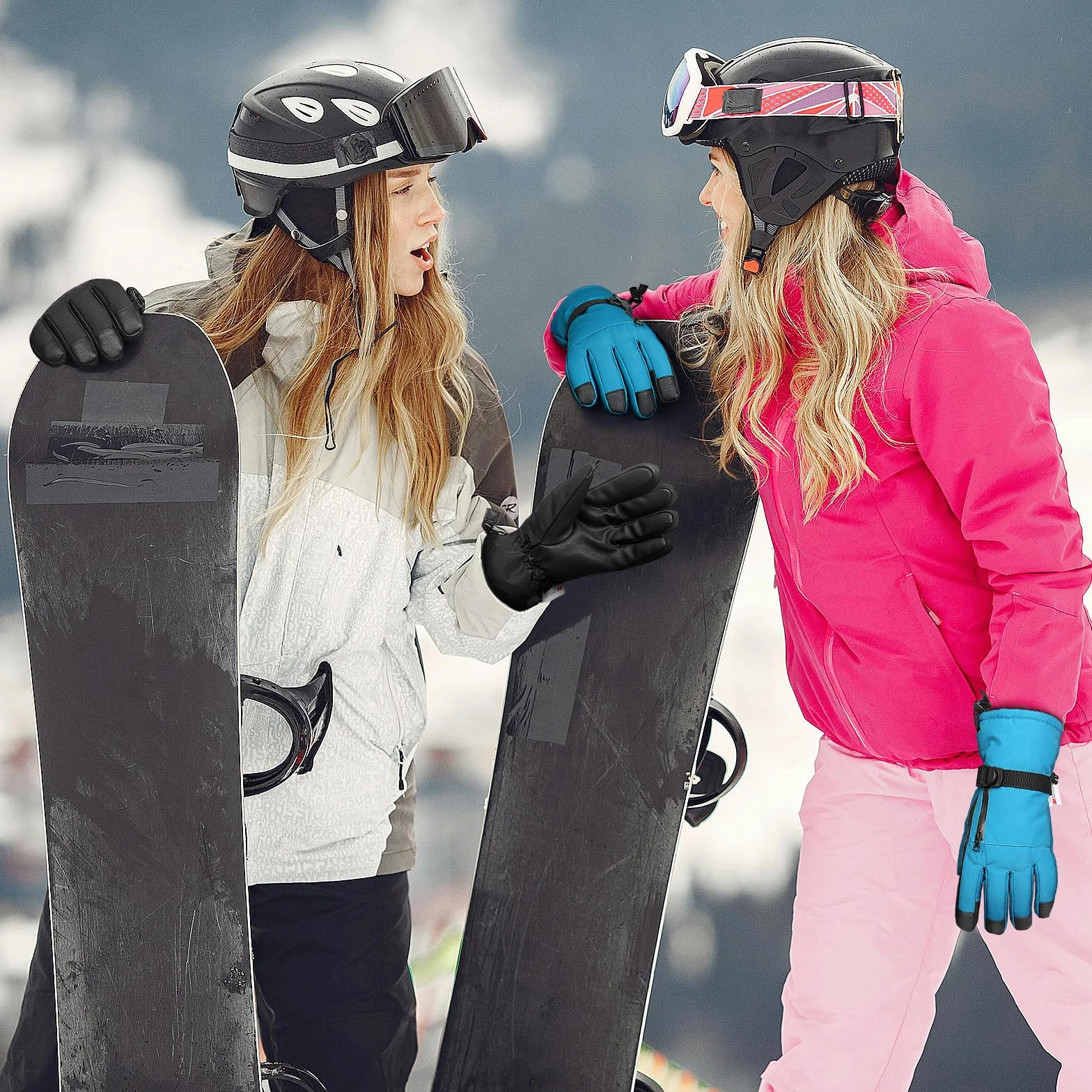 Mittens dziecięce wodoodporne rękawice śnieżne kompatybilne z ekranem dotykowym, ciepłe, odpowiednie na zimne warunki pogodowe i snowboard.