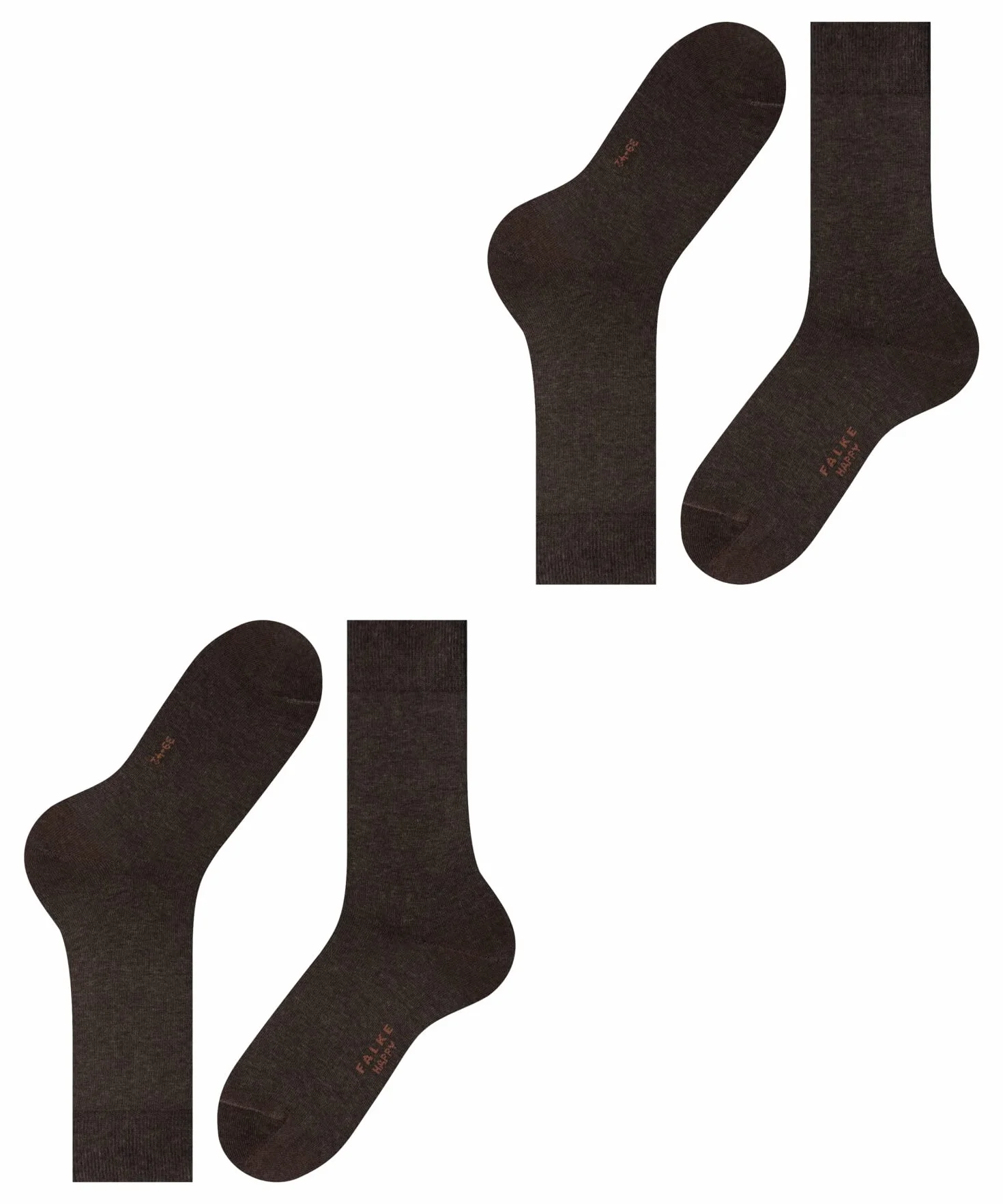 FALKE Mężczyźni Skarpety Happy Double Pack M So Oddychający I Szybkoschnący jednokolorowe 2 Pak, Brązowy Dark Brown 5450, 39-42