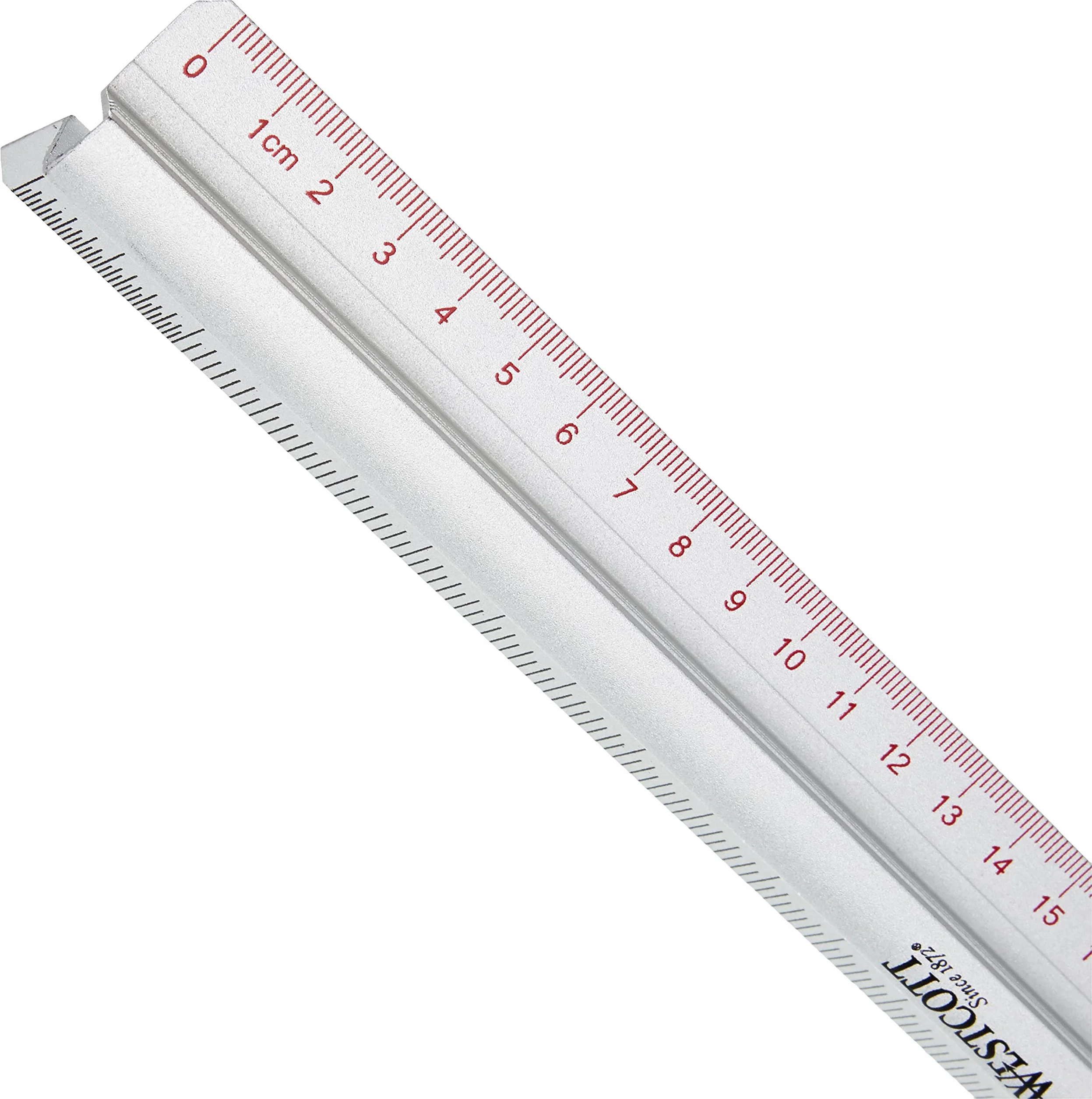 Westcott 12"/300 mm podniesiony uchwyt aluminiowa linijka ze skalą metryczną i imperialną - srebrna