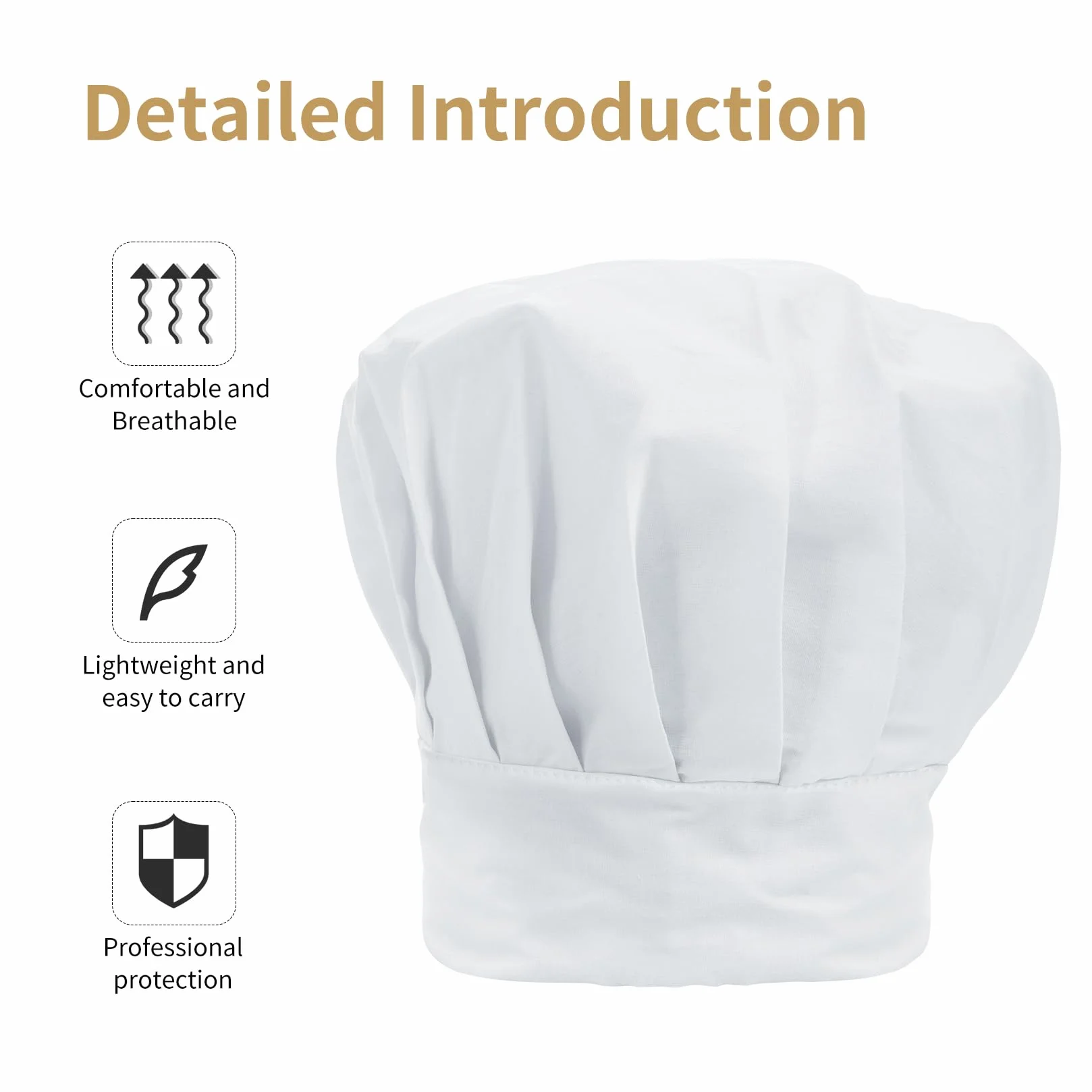 3 szt. Czapka szefa kuchni, Regulowana czapka kuchenna unisex, czapka piekarska, czapka szefa kuchni, czapka kuchenna, profesjonalna czapka piekarska, czapka kuchenna na kuchnię w domu