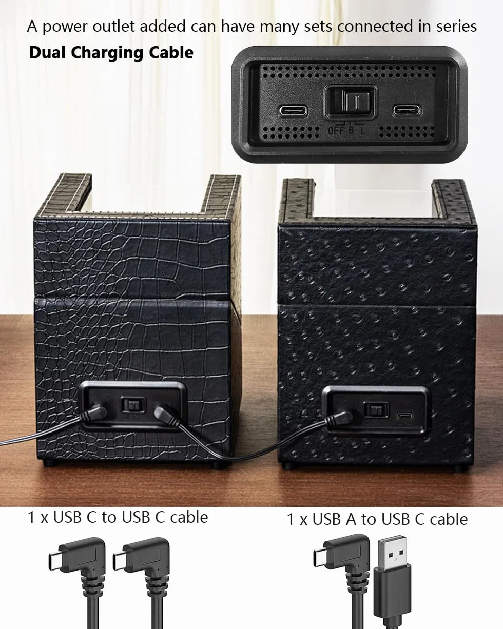 Watch Winder 2 Watches, Automatic Watch Winder Box for Men and Women, Double Watches Display Storage Rotation Wristwatch Box Two Slots, USB C Charging PU Leather Black Uhrenbeweger Uhr Automatik