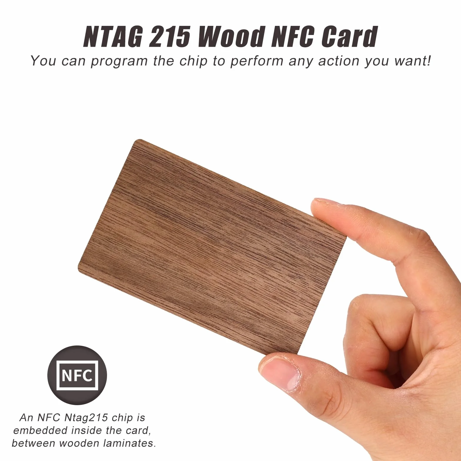 10szt Orzech Drewno Karty NFC NTAG215, Grawerowanie Puste Nadpisywalny Programowalny NFC Znaczniki Kompatybilny z Wszystkimi NFC-Włączonymi Urządzeniami