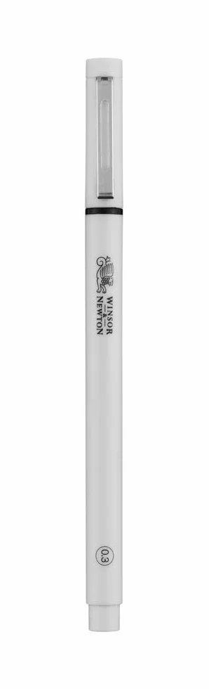Winsor & Newton 7001020 cienkopis, liner pigmentowy do dokładnych linii i konturów, jakościowy tusz pigmentowy, trwały, odporny na światło szerokość linii, 0,3 mm, czarny