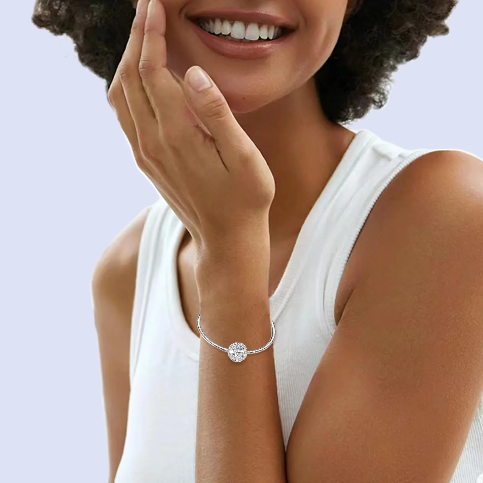 LNQOBU Birthstone Charms do bransoletek Pandora, srebro wysokiej próby 925, zawieszka w kształcie serca w kształcie serca, prezent urodzinowy dla kobiet