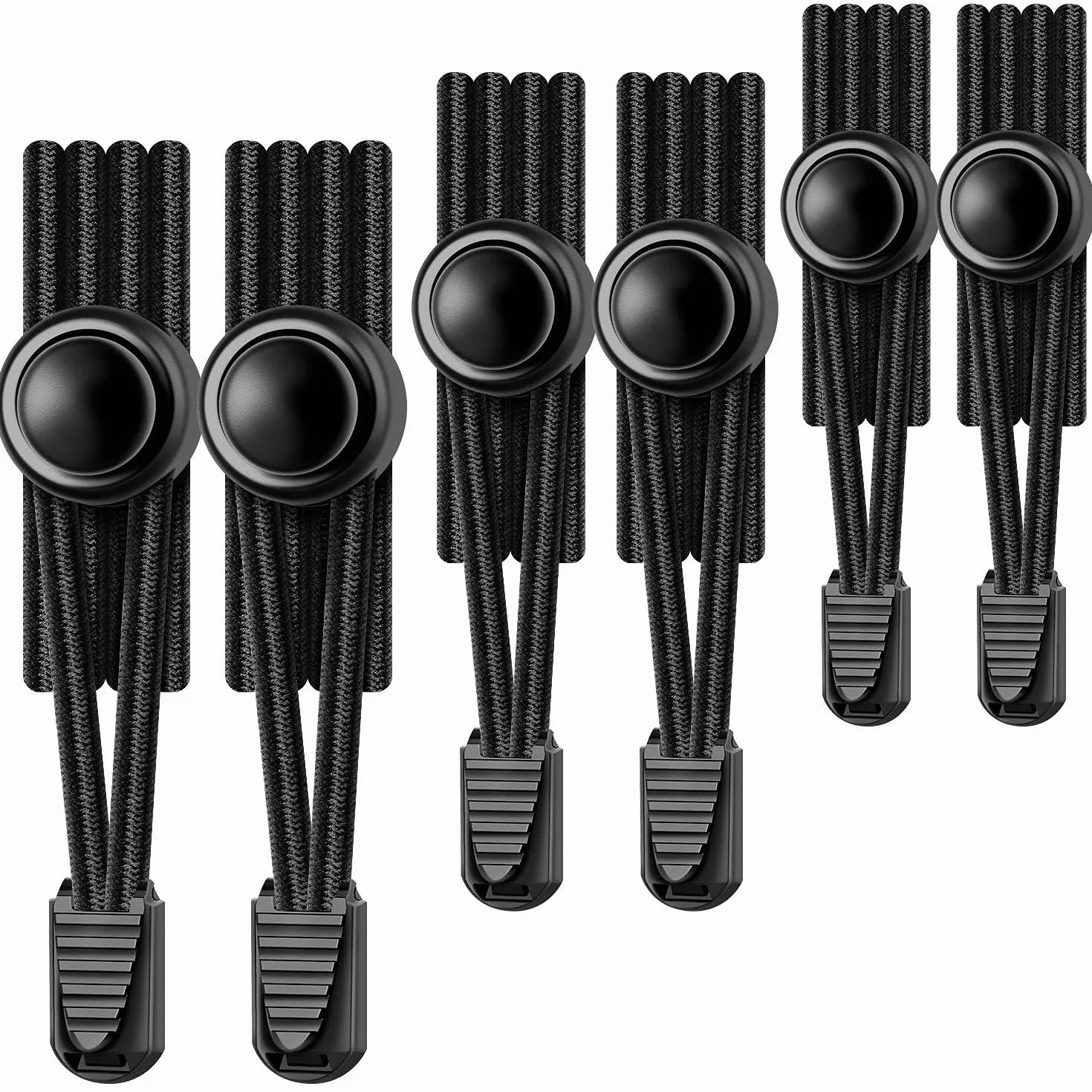 UpUGo Elastyczne sznurowadła do butów, bez wiązania, dla dzieci, dorosłych, osób starszych, jeden rozmiar pasuje do wszystkich, Zwykły czarny X3, 3 pairs