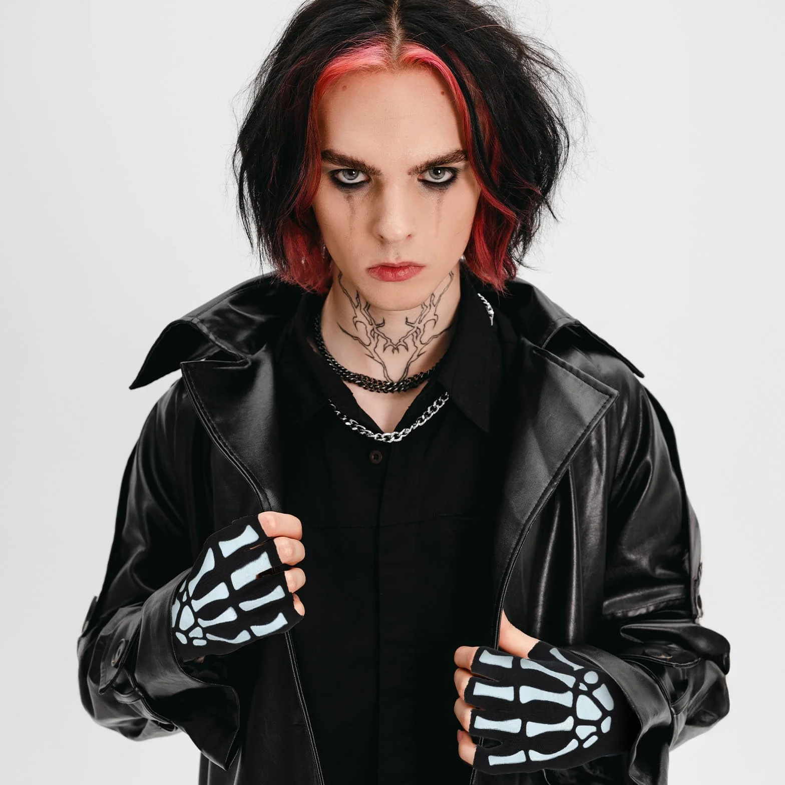 Bremorou 1 para Halloween czaszka kość rękawiczki do rąk szkielet rękawiczki bez palców dla mężczyzn kobiet dzieci kości rękawiczki do rąk unisex punk gotyckie akcesoria w ciemności kostium na