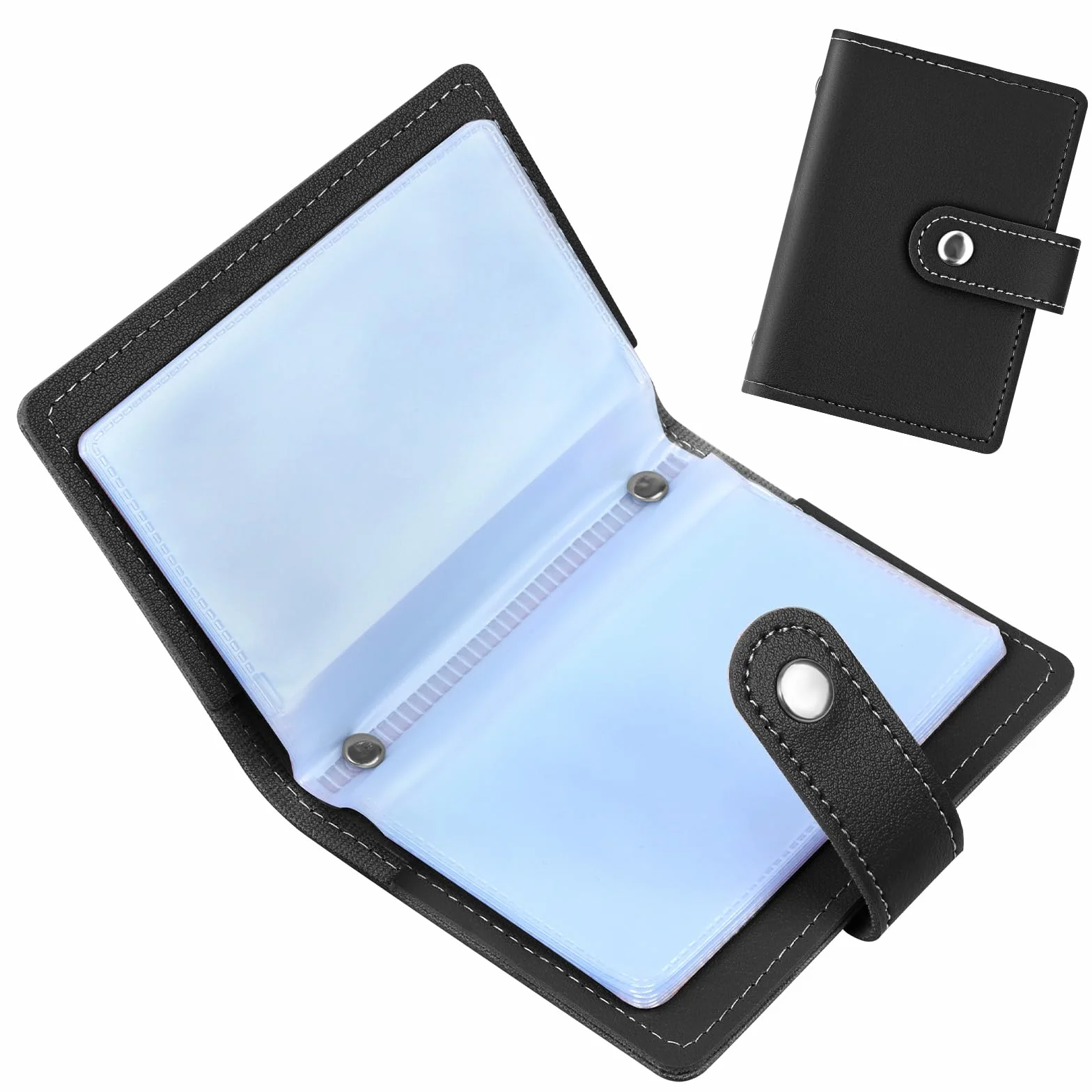 OSDUE Etui na karty kredytowe ze skóry PU, portfel RFID/NFC Secure Protection z 26 przegródkami chroniącymi przed kradzieżą, uchwytem na karty, wąskim portfelem męskim i damskim na dowód osobisty