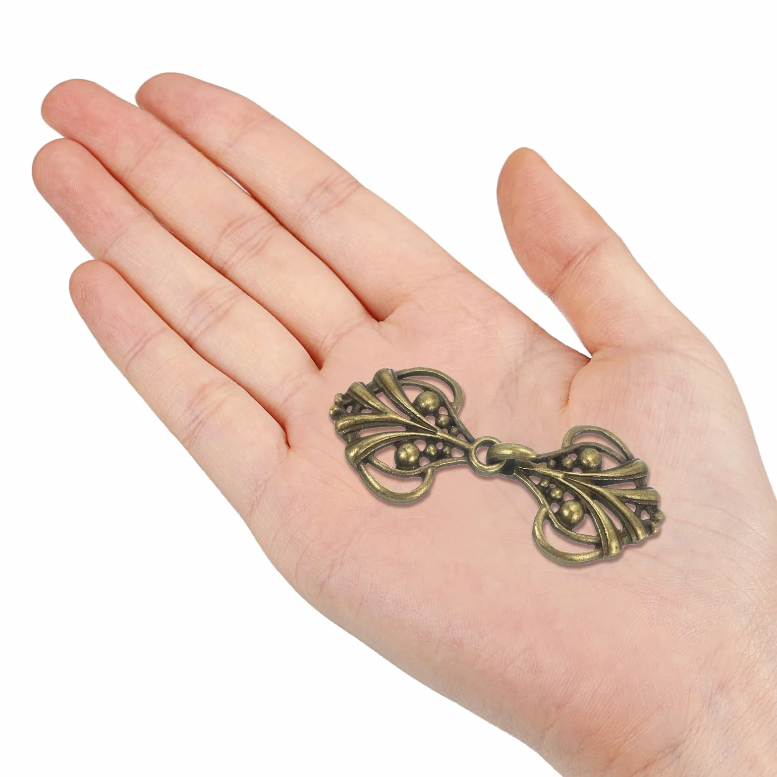 QUARKZMAN Broszka do peleryny, 2 pary haczyków i oczu, vintage zamki do warstw, swetrów, szalowych kołnierzyków i kardiganów (brązowa), 54 x 24mm
