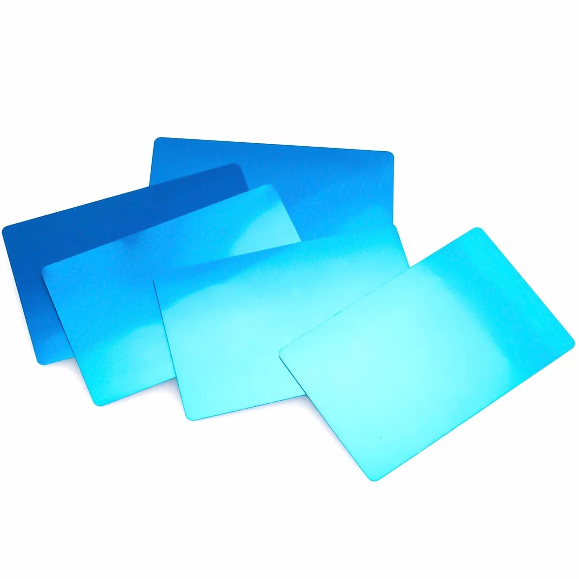 50 szt. metalowych wizytówek, puste wizytówki ze stopu aluminium, wizytówka do grawerowania laserowego, 0,22 mm/8,6 x 5,4 cm, do kart klientów biurowych, prezent DIY (niebieski)