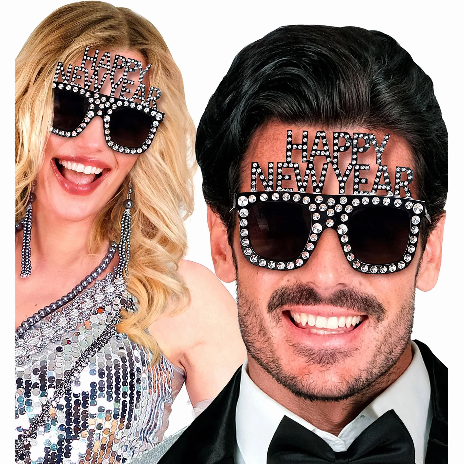 W WIDMANN MILANO Party Fashion - 21085 - Okulary Szczęśliwego Nowego Roku, srebrne, dodatek na Sylwestra, Nowy Rok