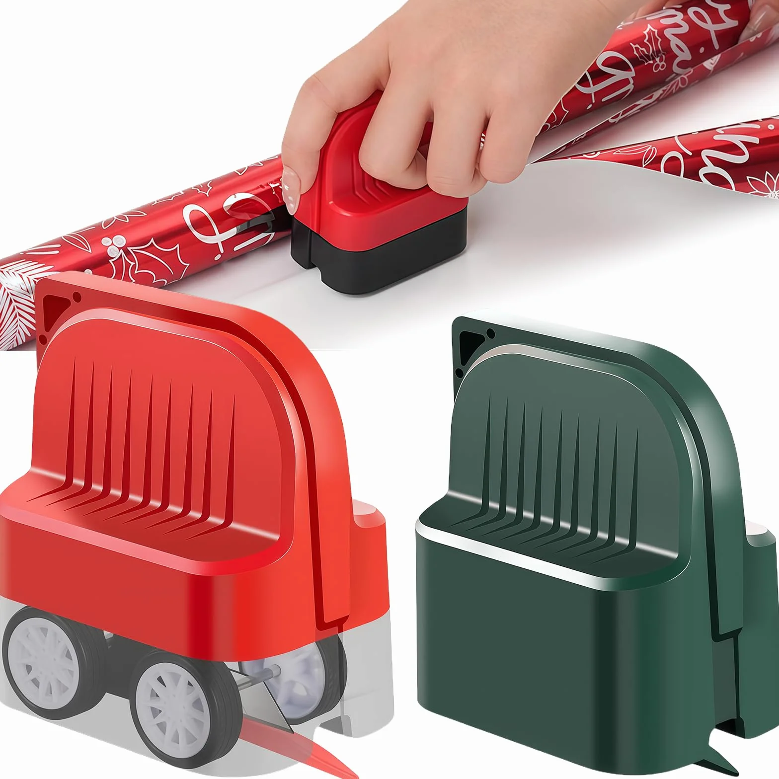 Yamobi Nożyczki do papieru prezentowego na Boże Narodzenie - zestaw 2 sztuk, nożyce do papieru prezentowego do pakowania prezentów, urodziny, święta, materiały do pakowania