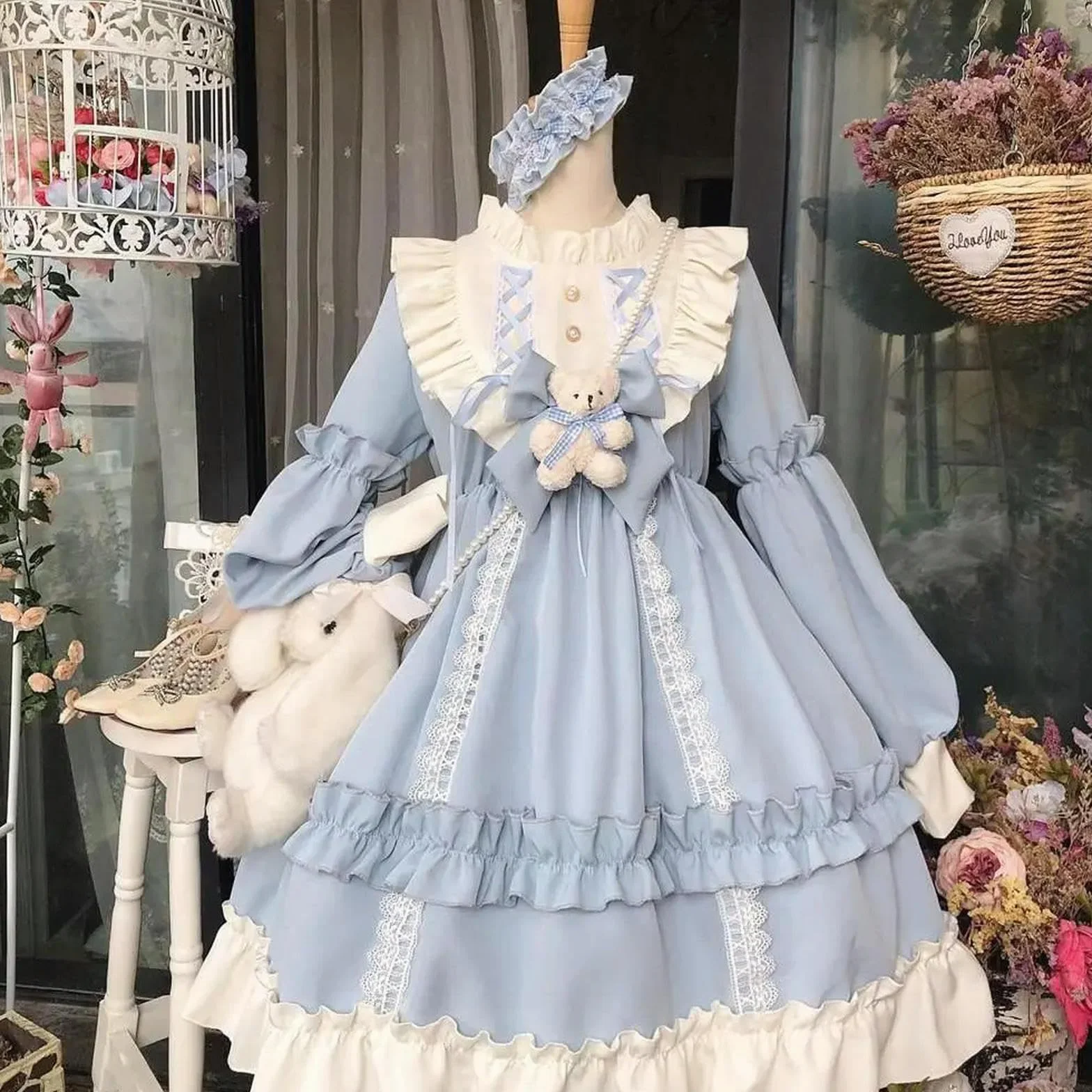 Wiosenna spódnica Lolita komplet japońska śliczna studencka miękka siostra księżniczka codzienna sukienka Halloween na imprezę cosplay Anime Show kostium