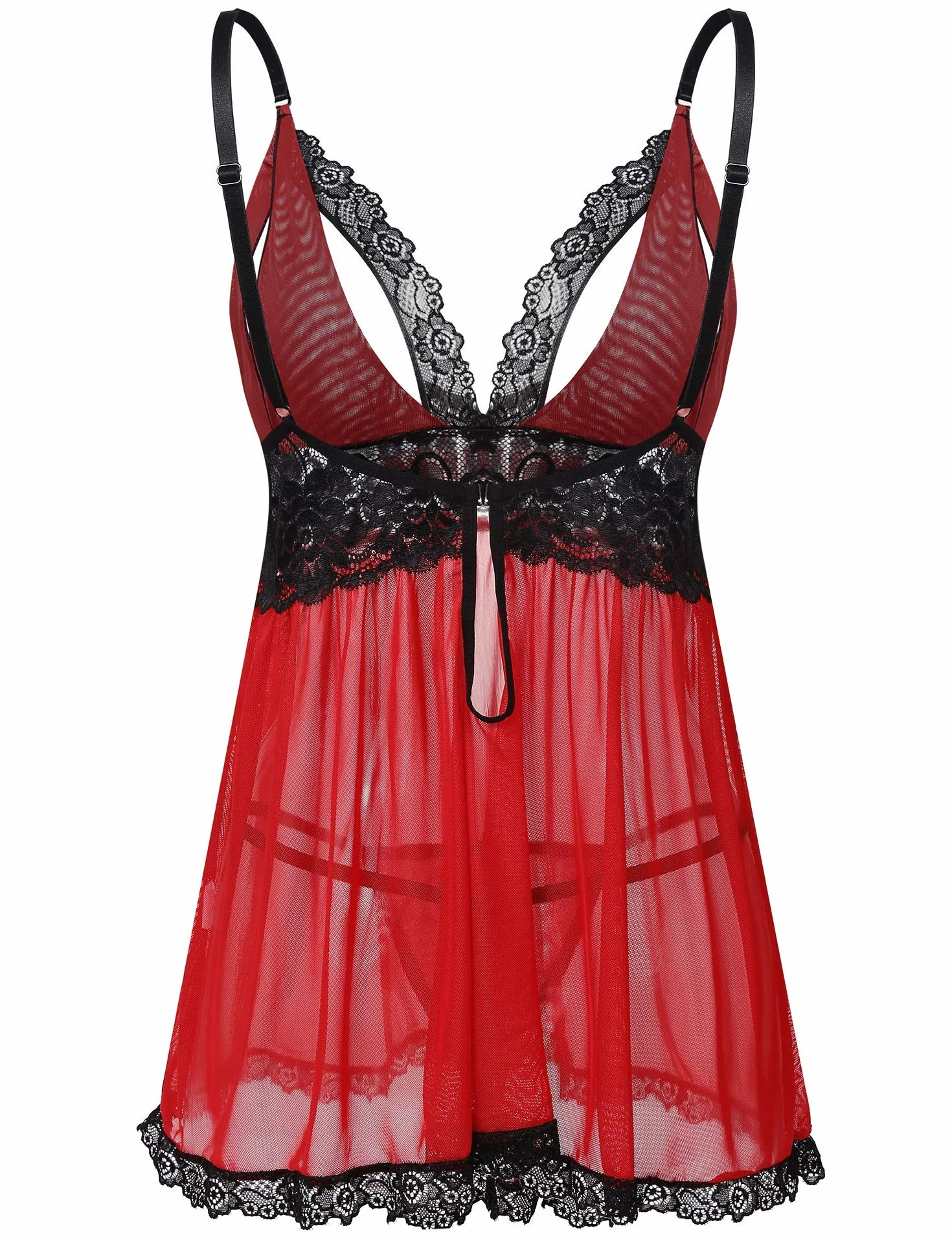 EVELIFE Damska seksowna sukienka babydoll plus size koronkowa bielizna babydoll koszulka bielizna nocna zestaw bielizny ze stringami