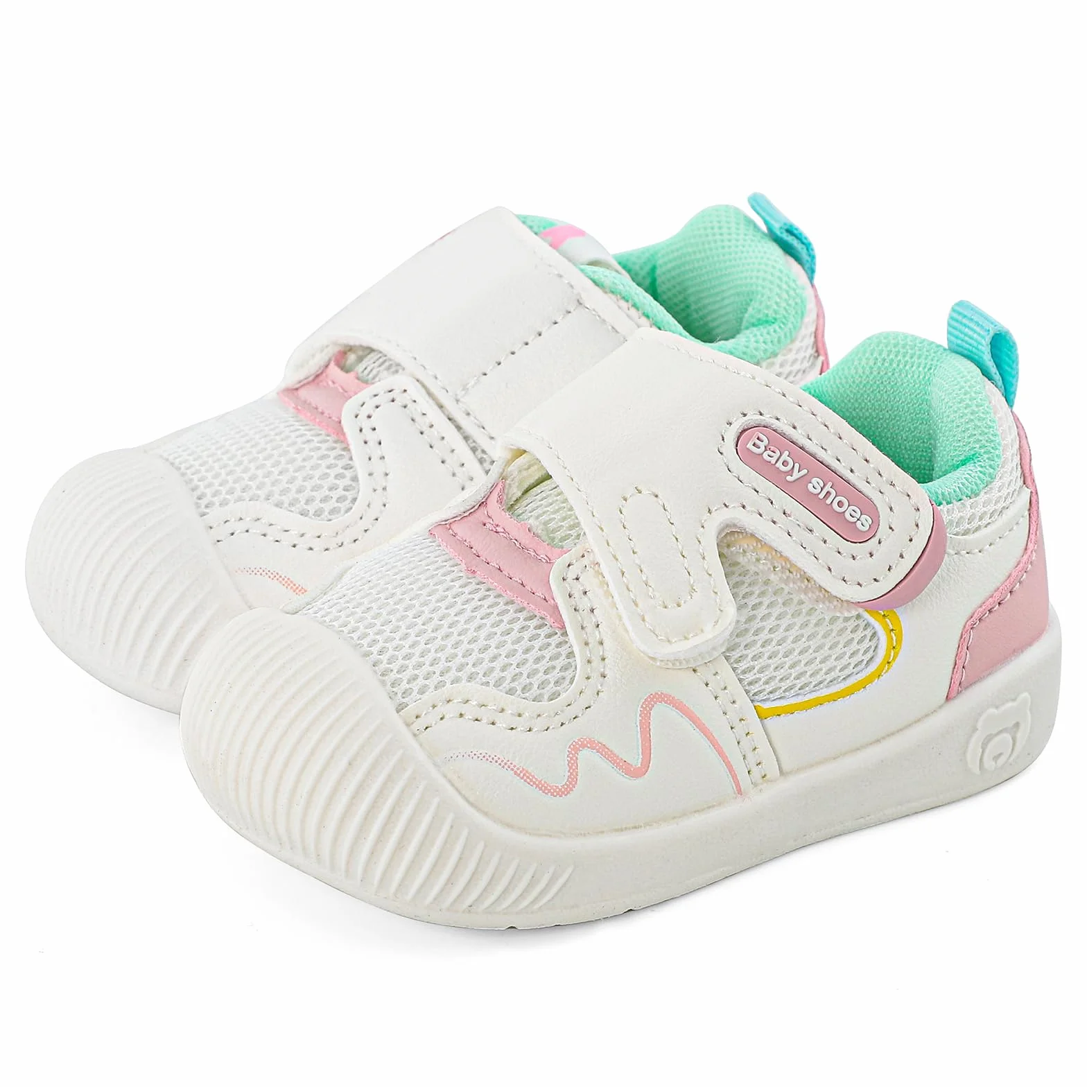 LACOFIA Buty niemowlęce dla dziewcząt i chłopców, buty do nauki chodzenia, z antypoślizgową gumową podeszwą, oddychające buty dla małych dzieci