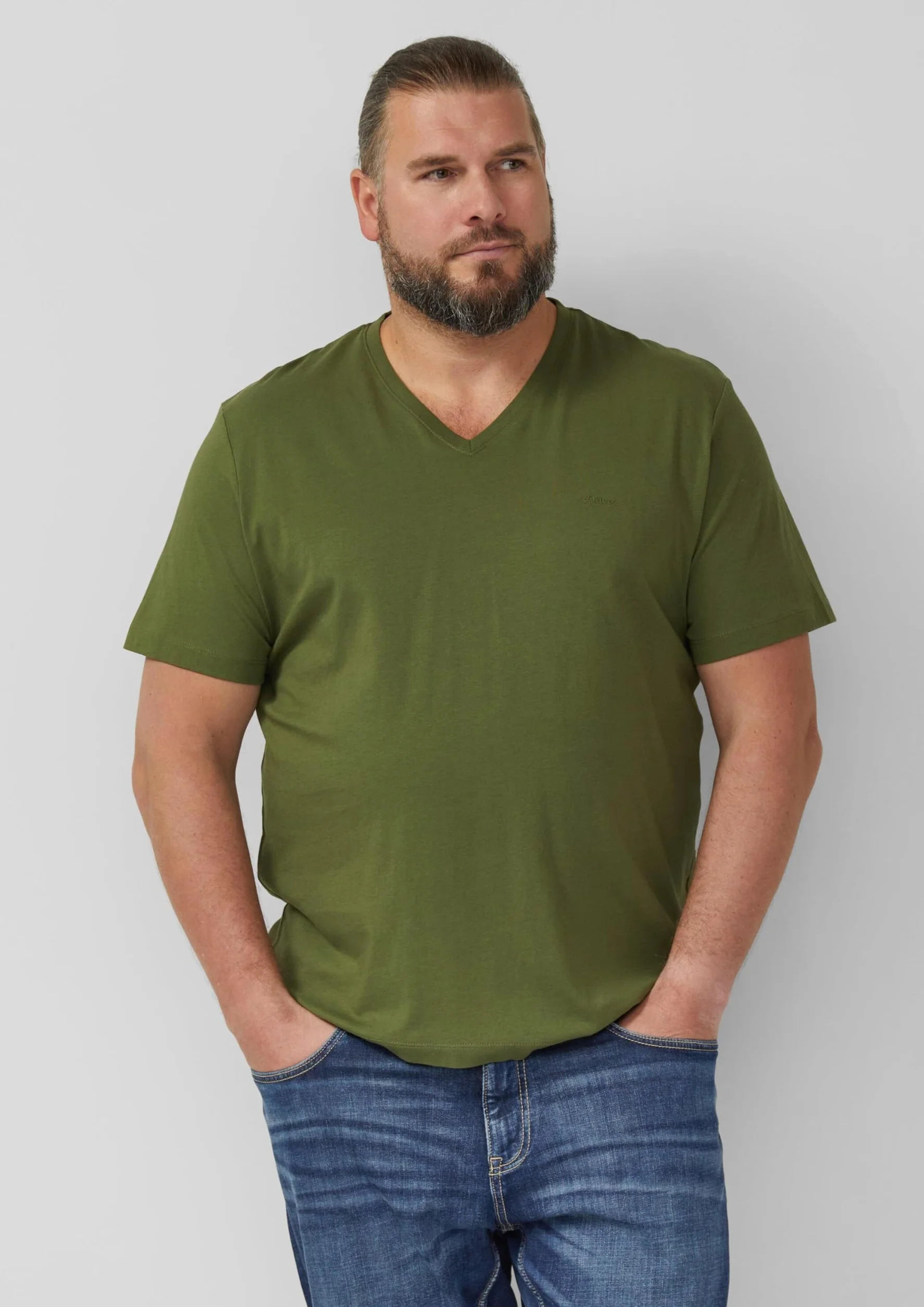 s.Oliver T-shirt z dekoltem w serek Mężczyźni 2176618