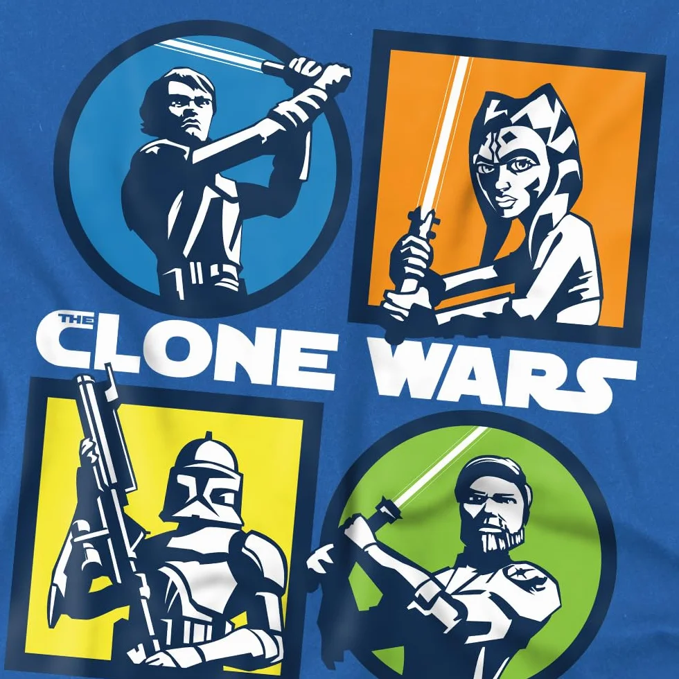 Gwiezdne Wojny Clone Wars Grid Unisex Koszulka Dziecięca, Royal, 9-10 lat, Królewski, 9-10 lat