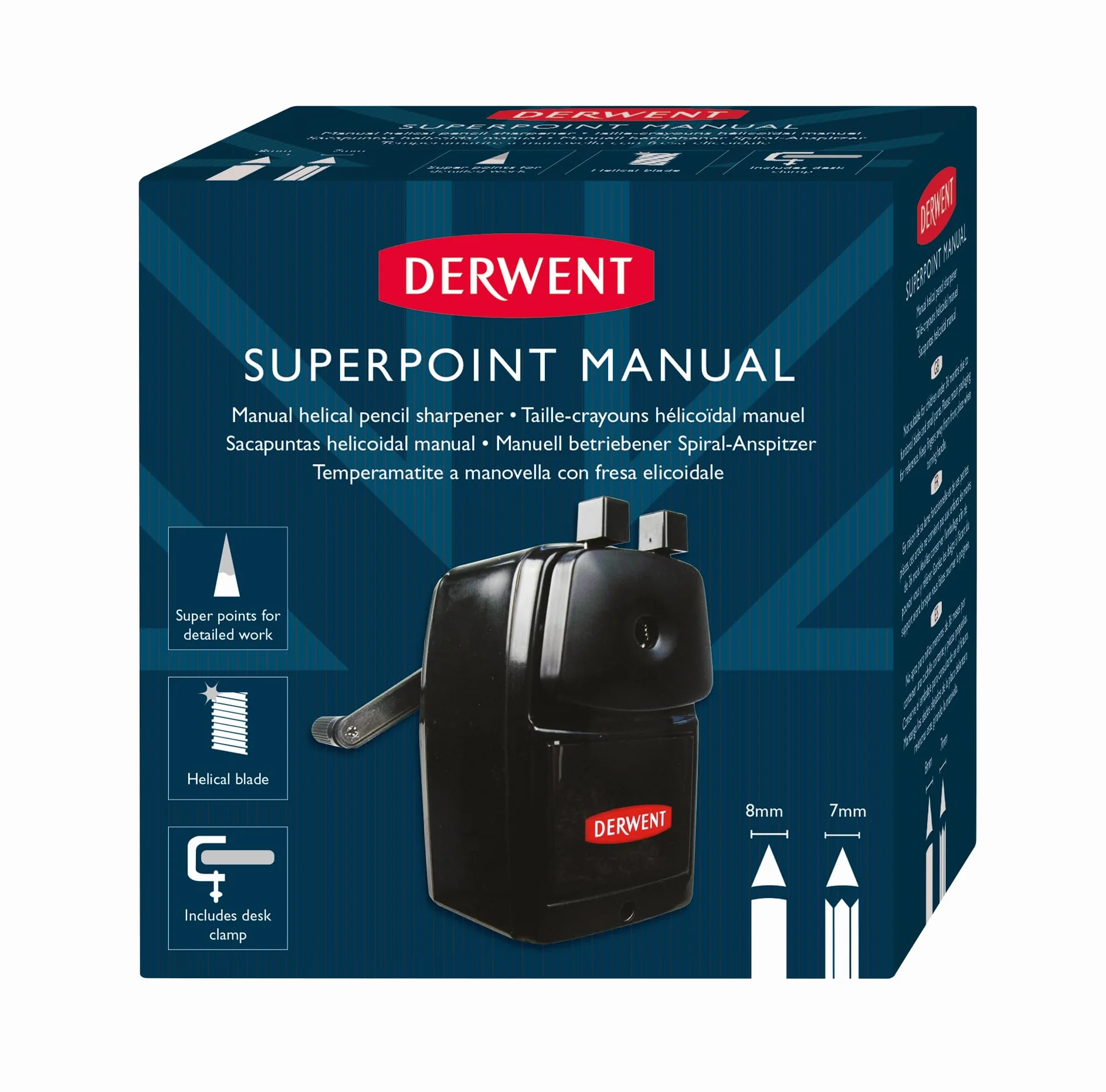 Derwent, Temperówka na Korbkę Super Point, Pojemnik na Odpadki, Zacisk na Biurko (2302001)