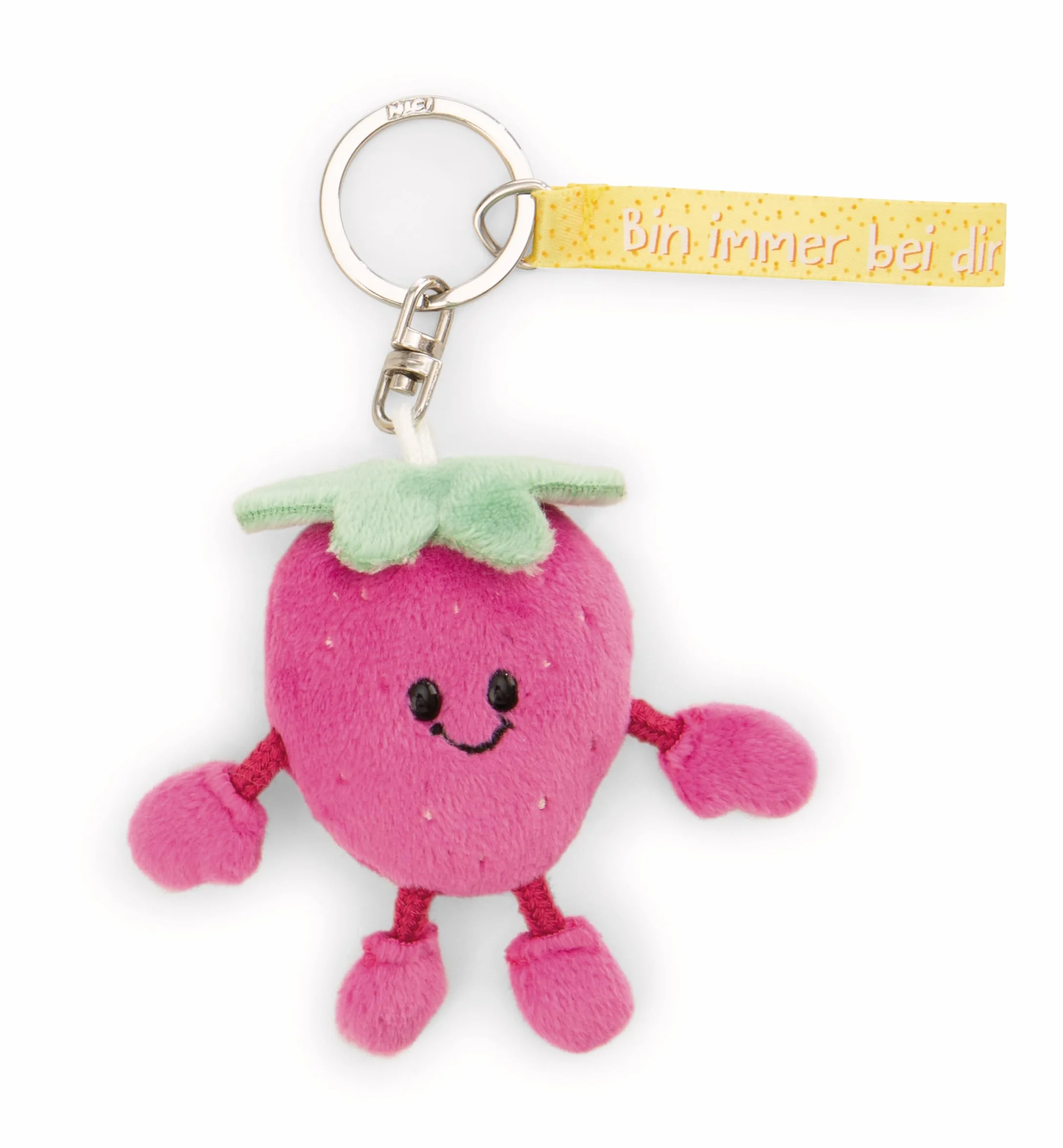 NICI 61803 breloczek do kluczy truskawka zawsze przy Tobie, 7 cm, czerwony - towarzysz do plecaka lub torby, uchwyt na klucze dla małych i dużych | 61803