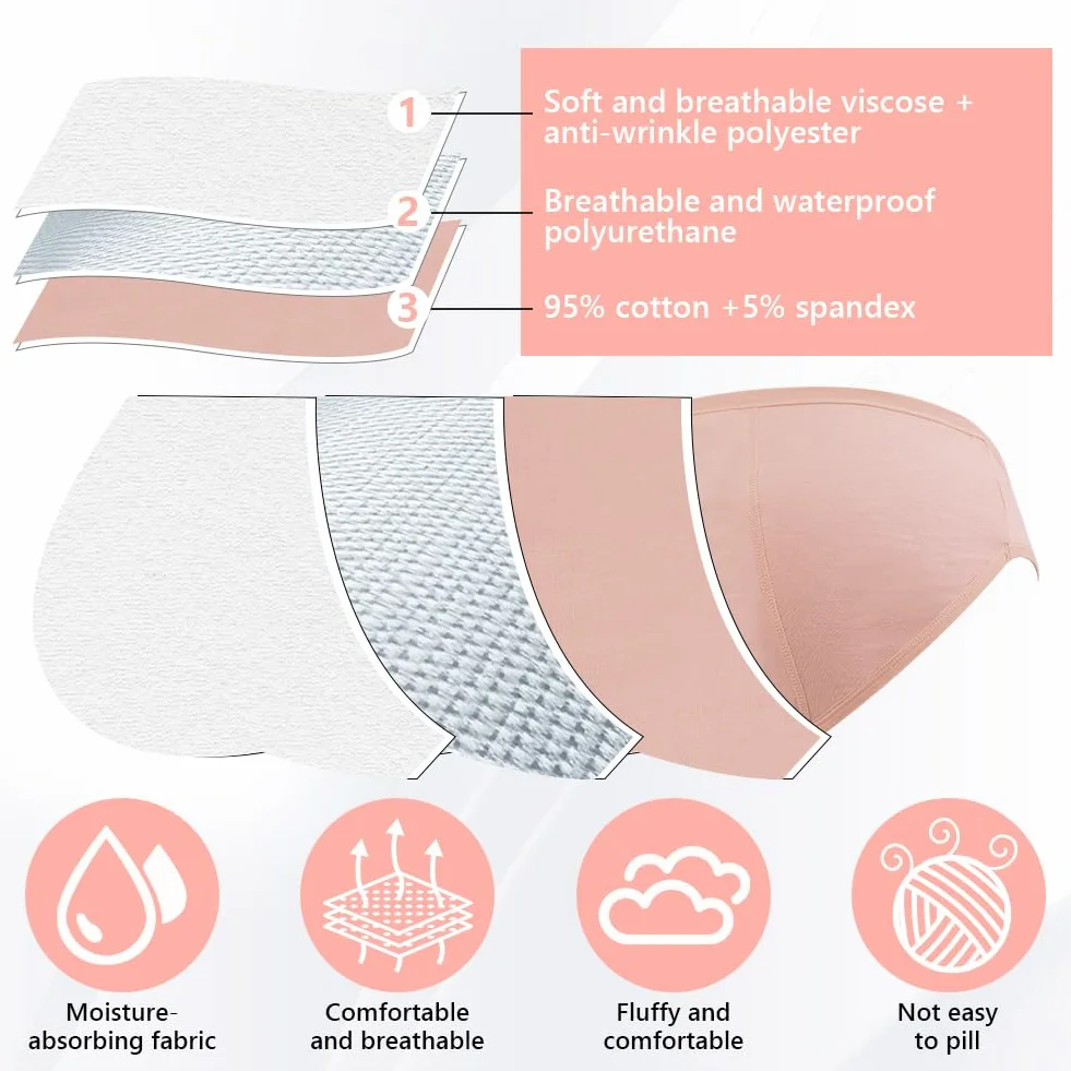 AUYAO Bielizna dla dziewcząt, 3 sztuki, majtki okresowe, bielizna miesiączkowa, bezszwowa, bielizna menstruacyjna, dla nastolatków, nadaje się do prania, majtki menstruacyjne, dla nastolatków