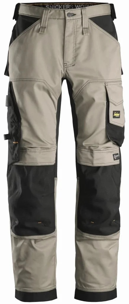 Snickers Workwear U635120043830 AllroundWork Stretch luźne spodnie robocze (khaki/czarny) - 38/30