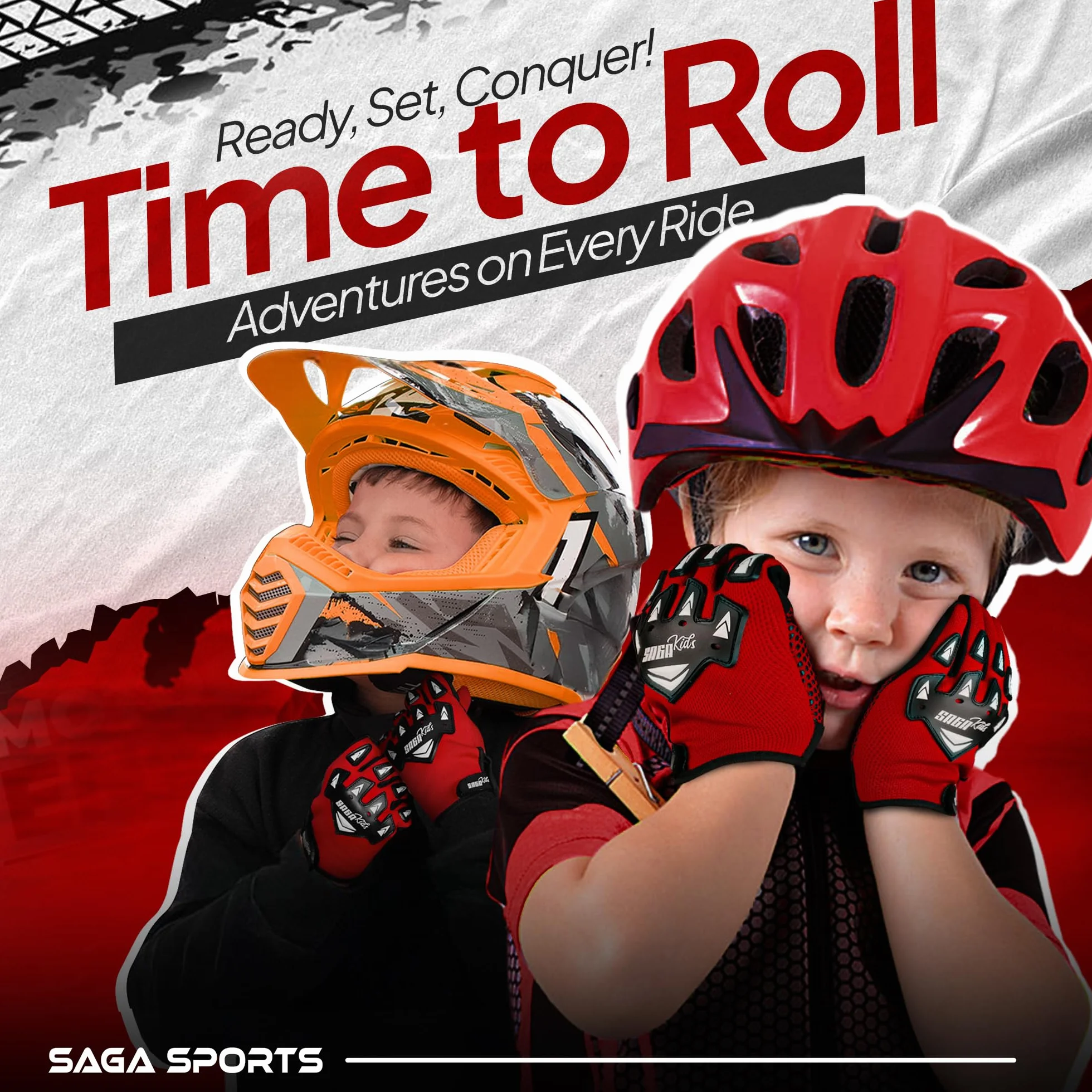 Rękawice rowerowe dla dzieci Trwałe i wygodne rękawice motocrossowe Idealna odzież motocyklowa dla Twojego dziecka (Red, Small [4-6 Yrs])