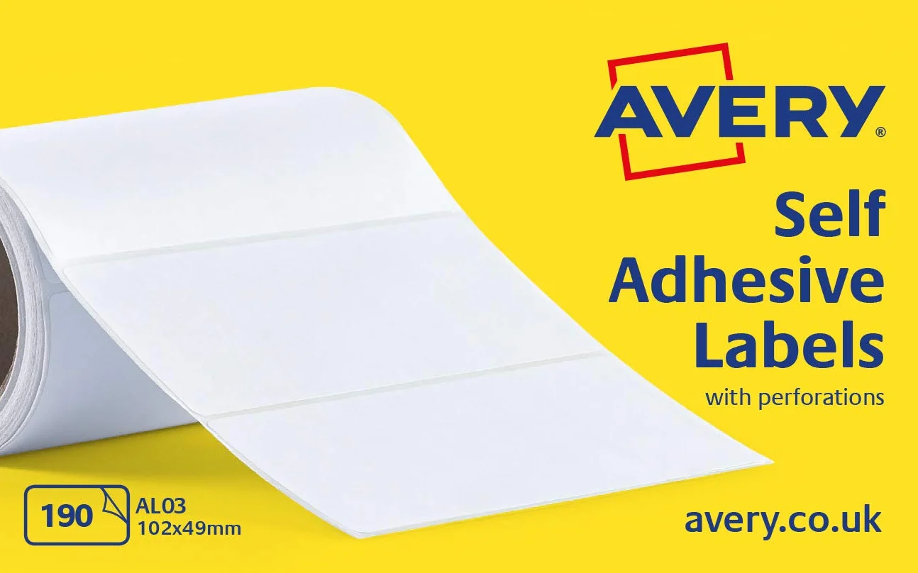 Avery AV54003 rolka etykiet adresowych (102 x 49 mm), kolor biały
